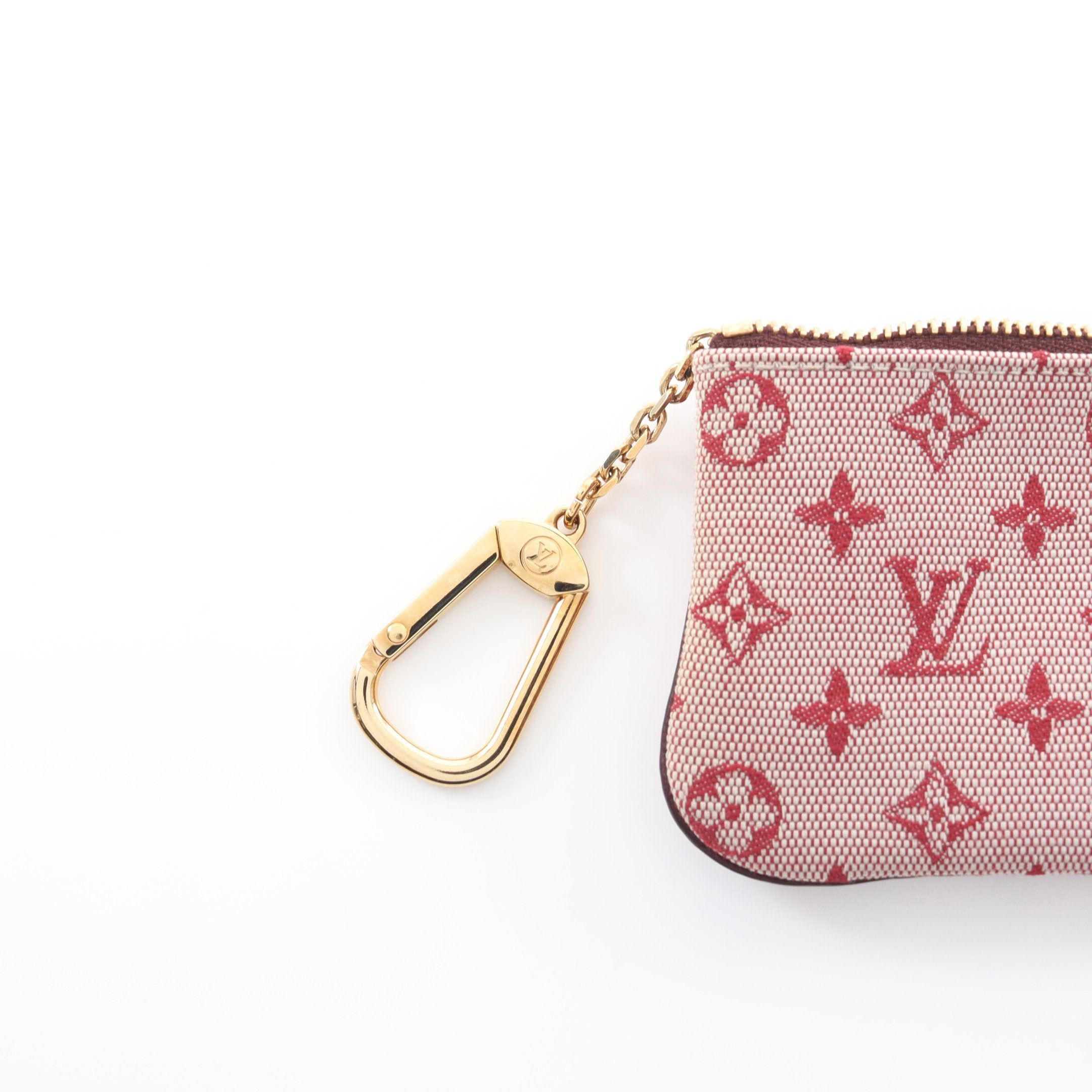 Louis Vuitton Louis Vuitton Pochette Cle Monogram Mini Run Cerise With Key Ring Coin Purse Canvas Leather Burgundy Size ONE SIZE - 6 Thumbnail