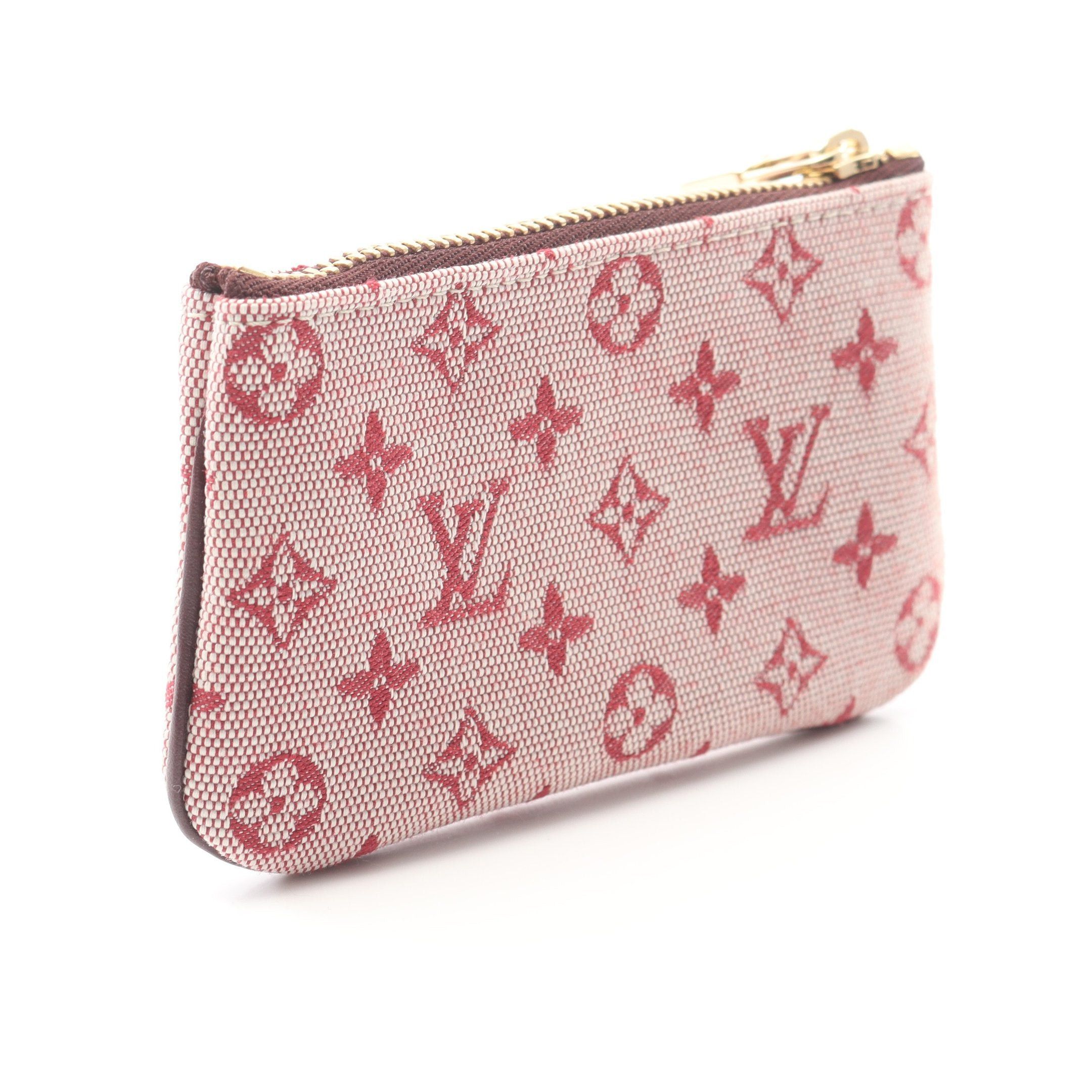 Louis Vuitton Louis Vuitton Pochette Cle Monogram Mini Run Cerise With Key Ring Coin Purse Canvas Leather Burgundy Size ONE SIZE - 2 Thumbnail