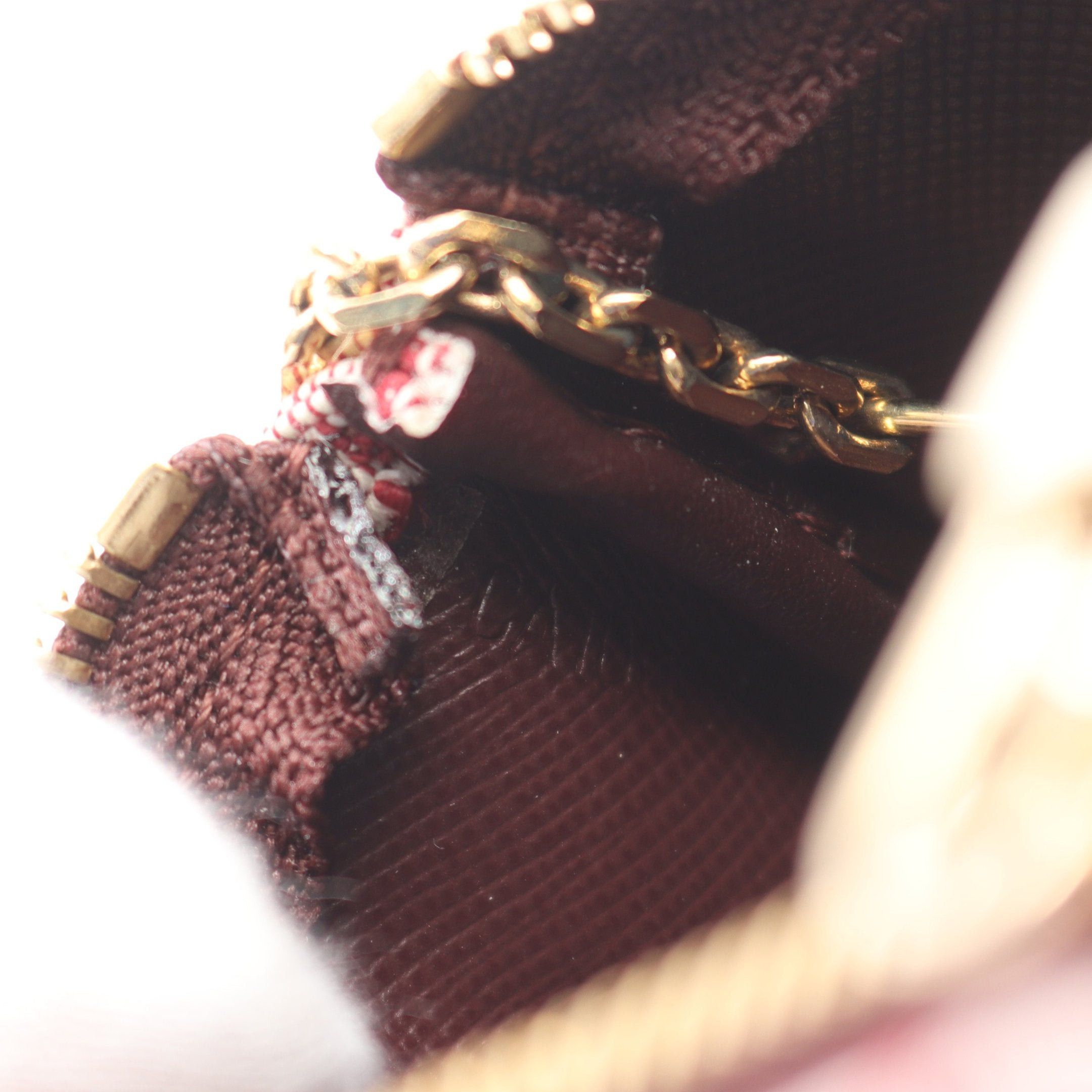 Louis Vuitton Louis Vuitton Pochette Cle Monogram Mini Run Cerise With Key Ring Coin Purse Canvas Leather Burgundy Size ONE SIZE - 5 Thumbnail