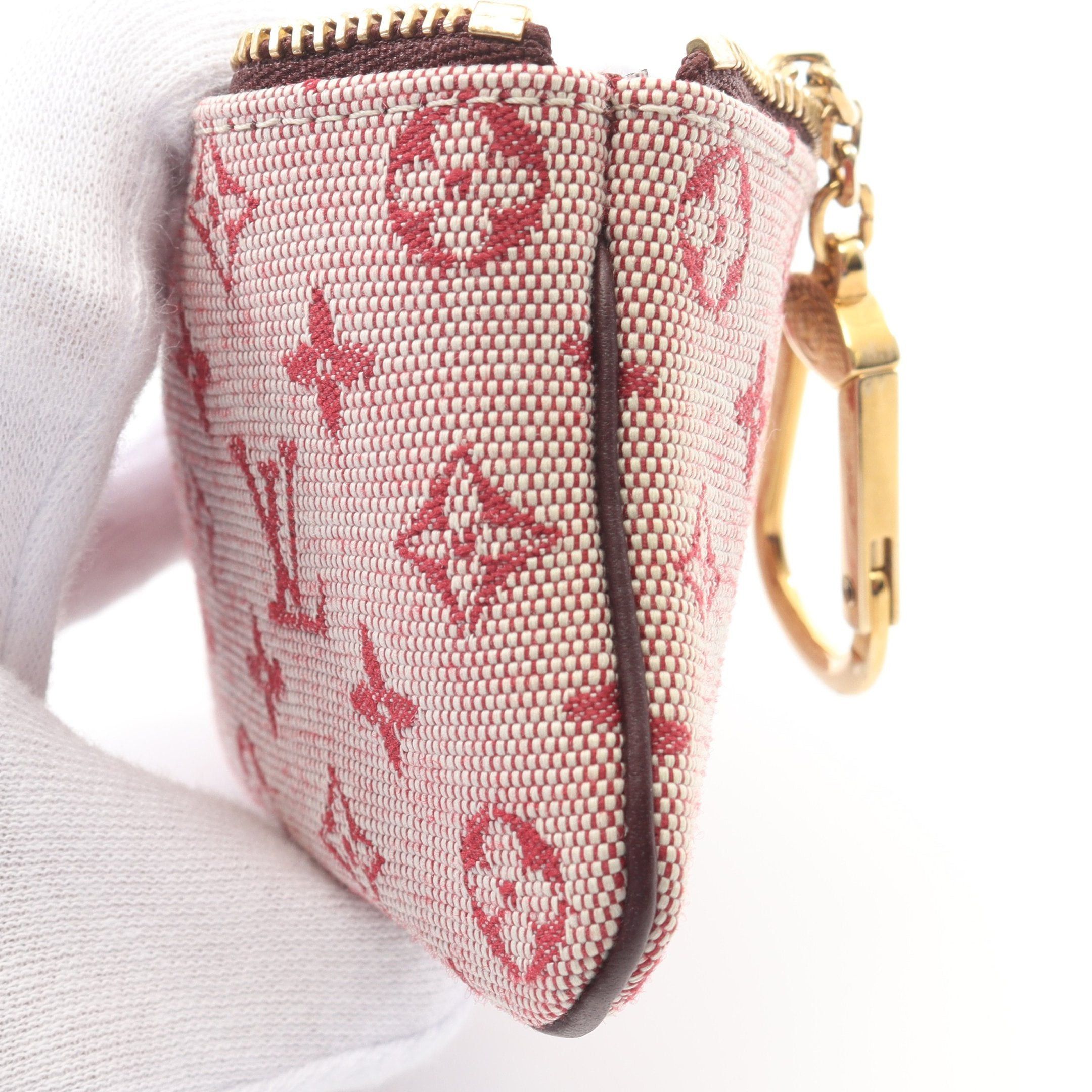 Louis Vuitton Louis Vuitton Pochette Cle Monogram Mini Run Cerise With Key Ring Coin Purse Canvas Leather Burgundy Size ONE SIZE - 7 Thumbnail