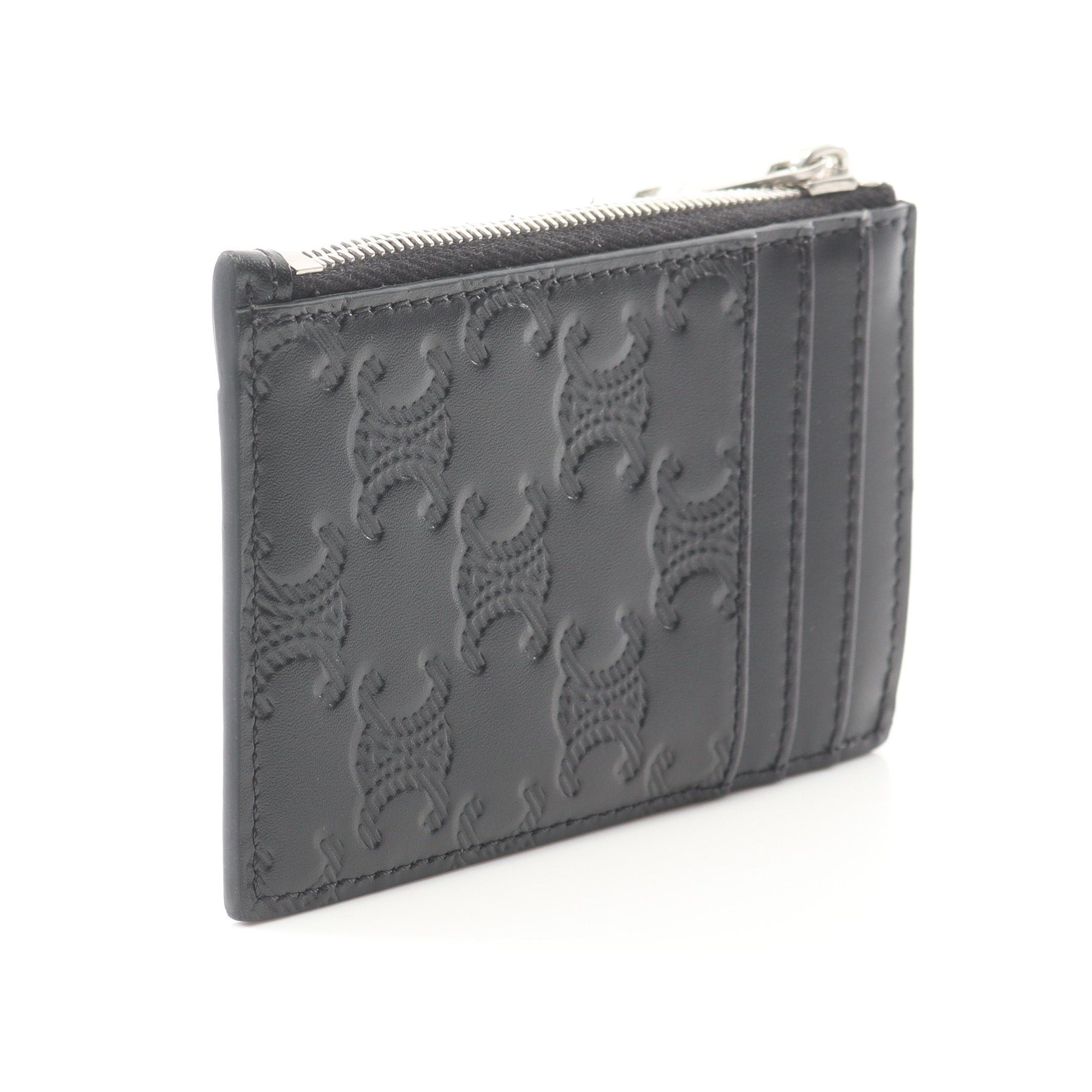 Celine Celine Triomphe Card Case Coin Purse Leather Black Size ONE SIZE - 2 Thumbnail