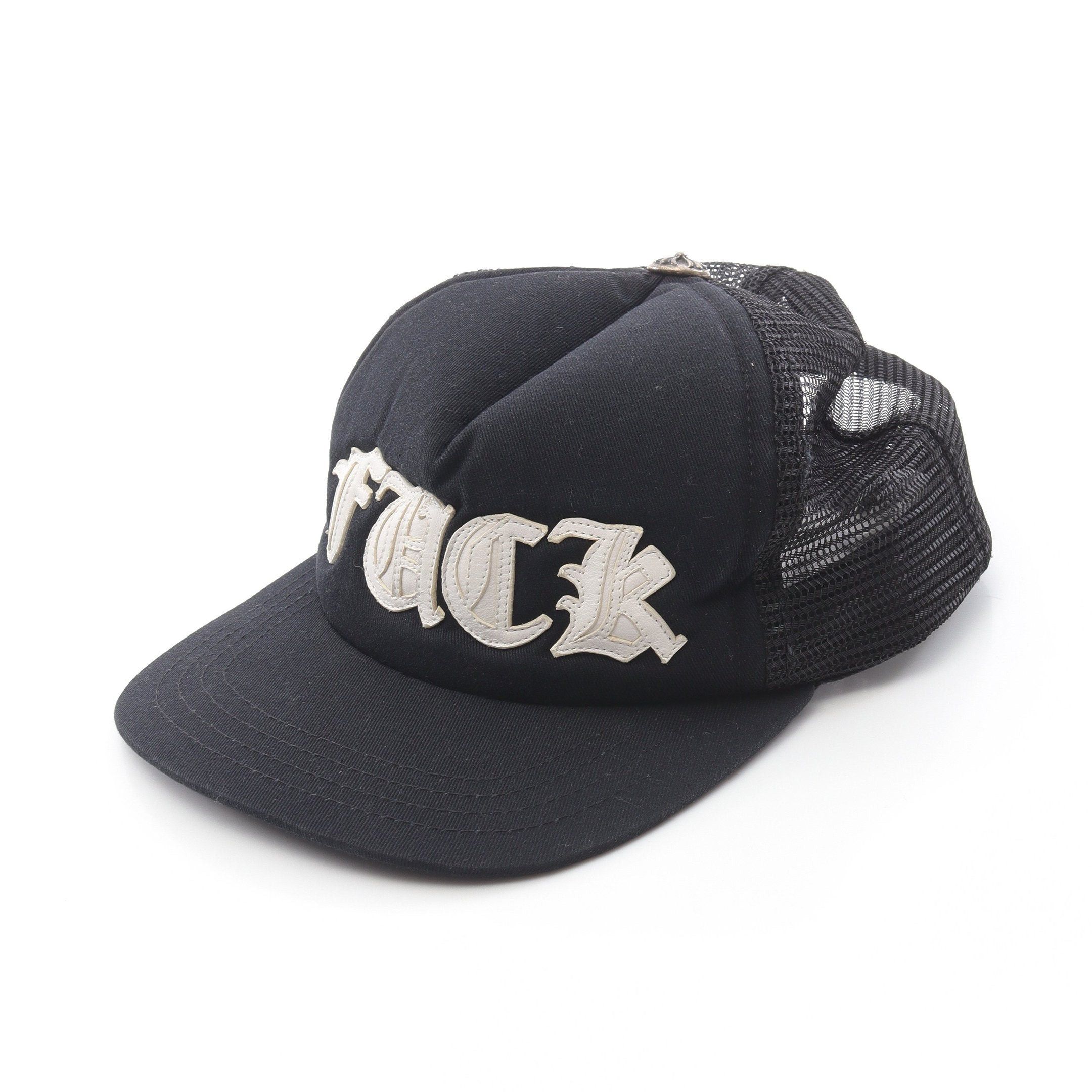Chrome Hearts Fuck Trucker Cap Baseball Leather Patch Cotton Black