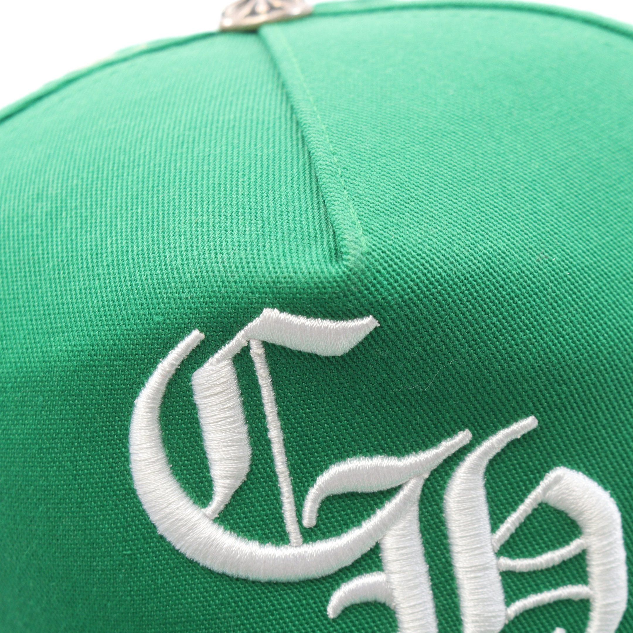 Chrome Hearts Chrome Hearts Ch Hat Cross Patch Baseball Cap Cotton Lamb Leather Green White Size ONE SIZE - 8 Thumbnail