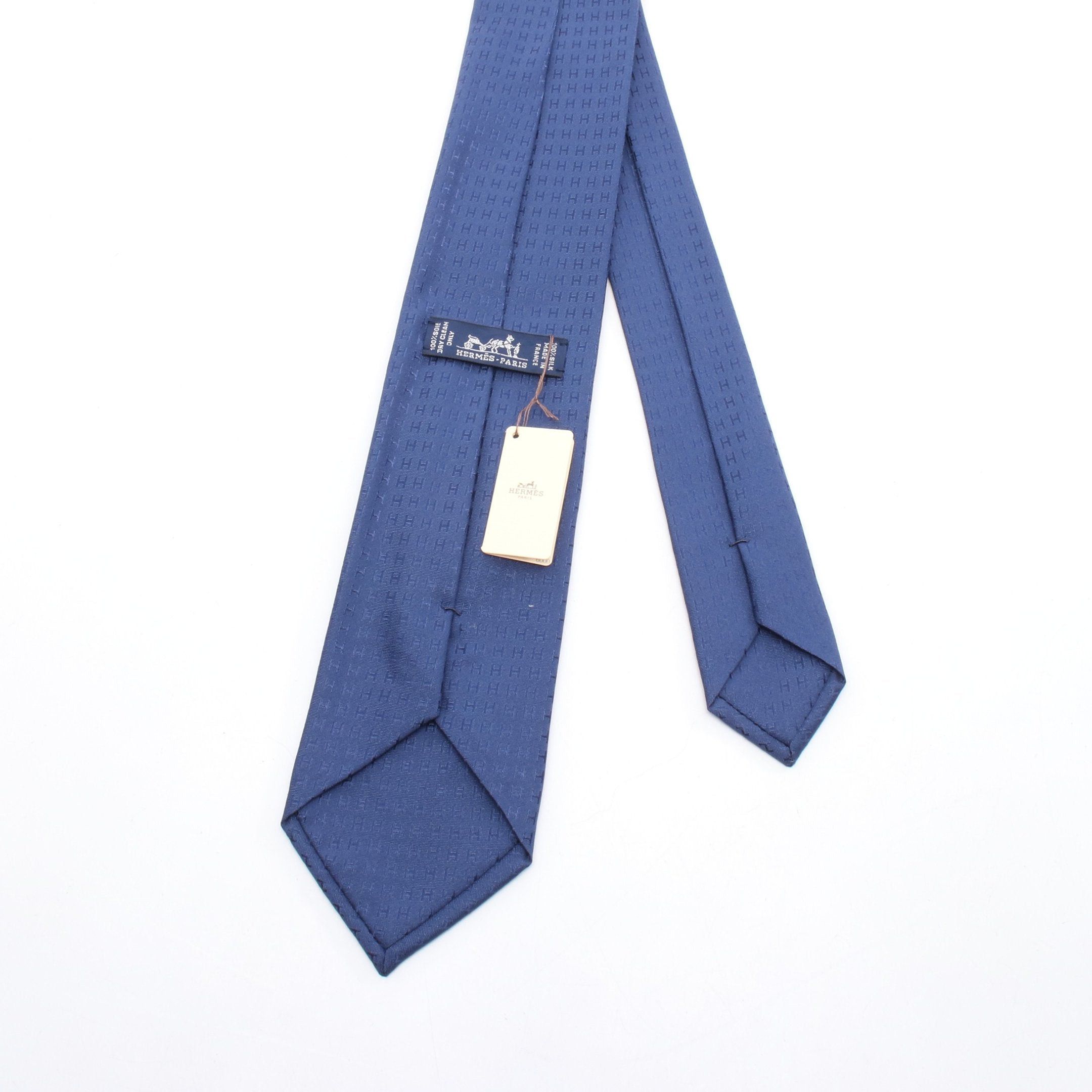 Hermes Hermes Tie Silk Navy Size ONE SIZE - 3 Thumbnail