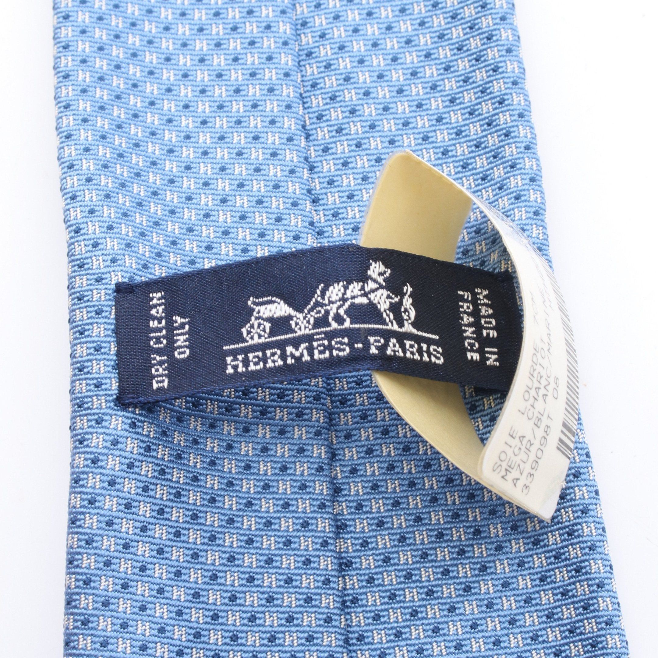 Hermes Hermes Tie Silk Blue Size ONE SIZE - 4 Thumbnail