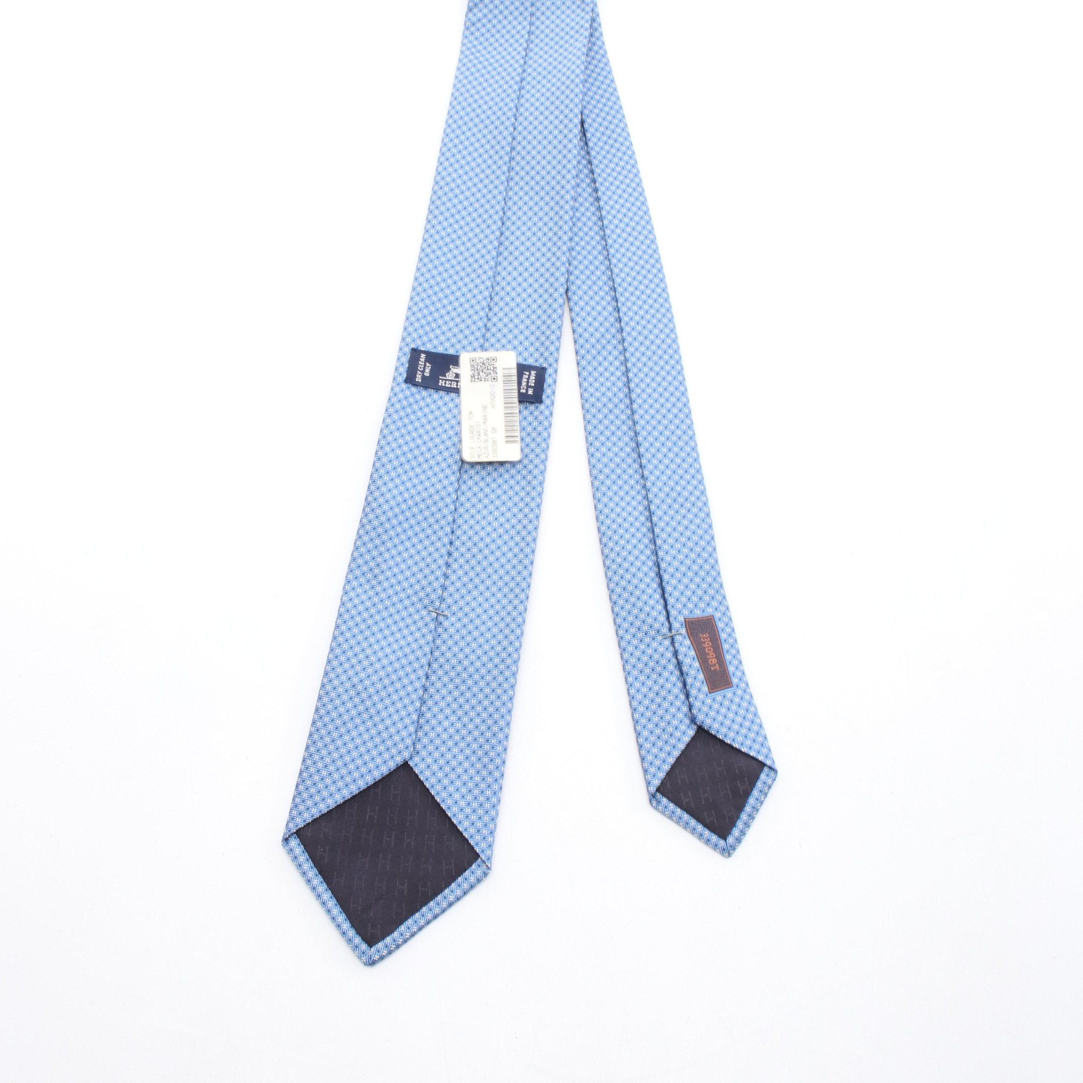 Hermes Hermes Tie Silk Blue Size ONE SIZE - 3 Thumbnail