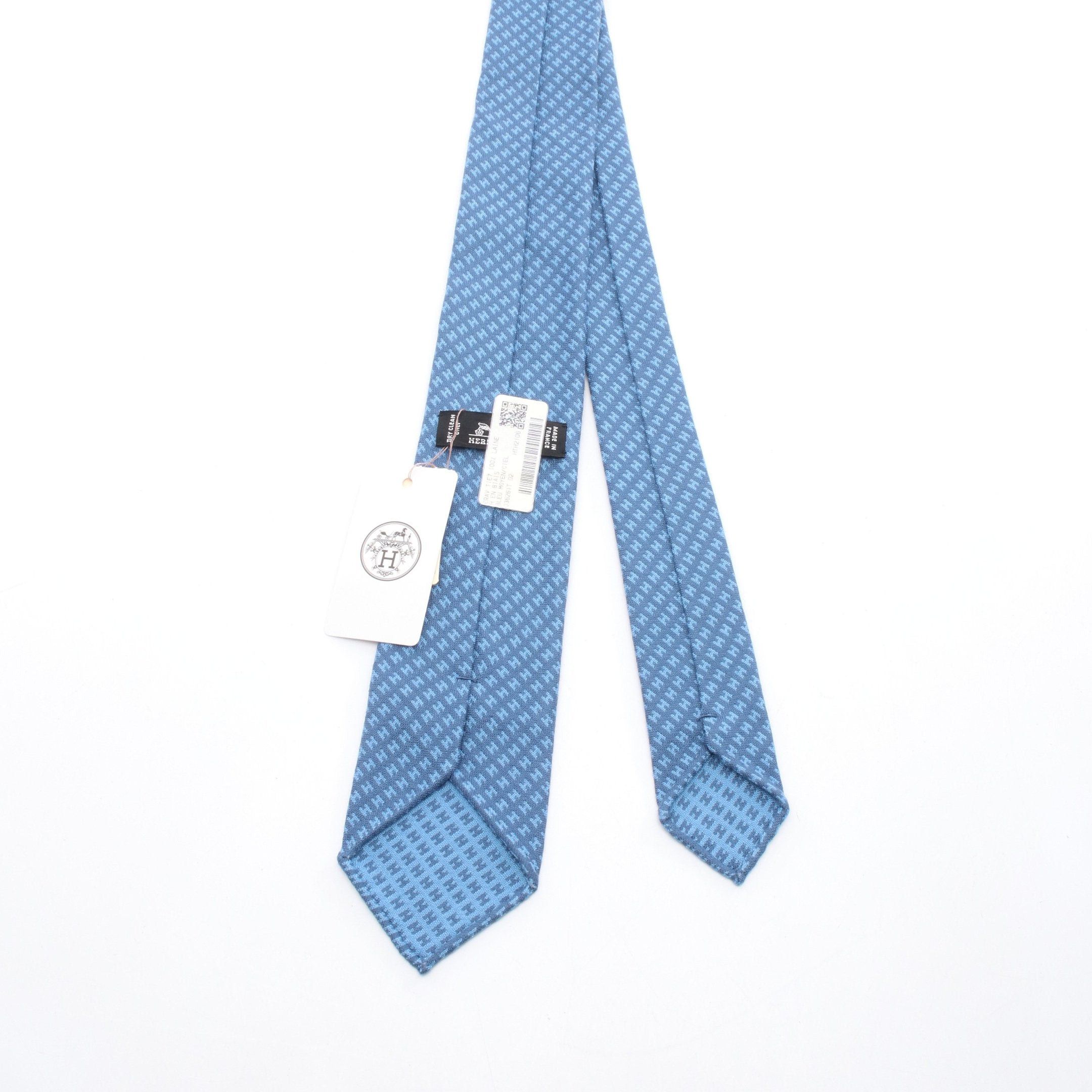 Hermes Hermes Tie Wool Blue Size ONE SIZE - 3 Thumbnail