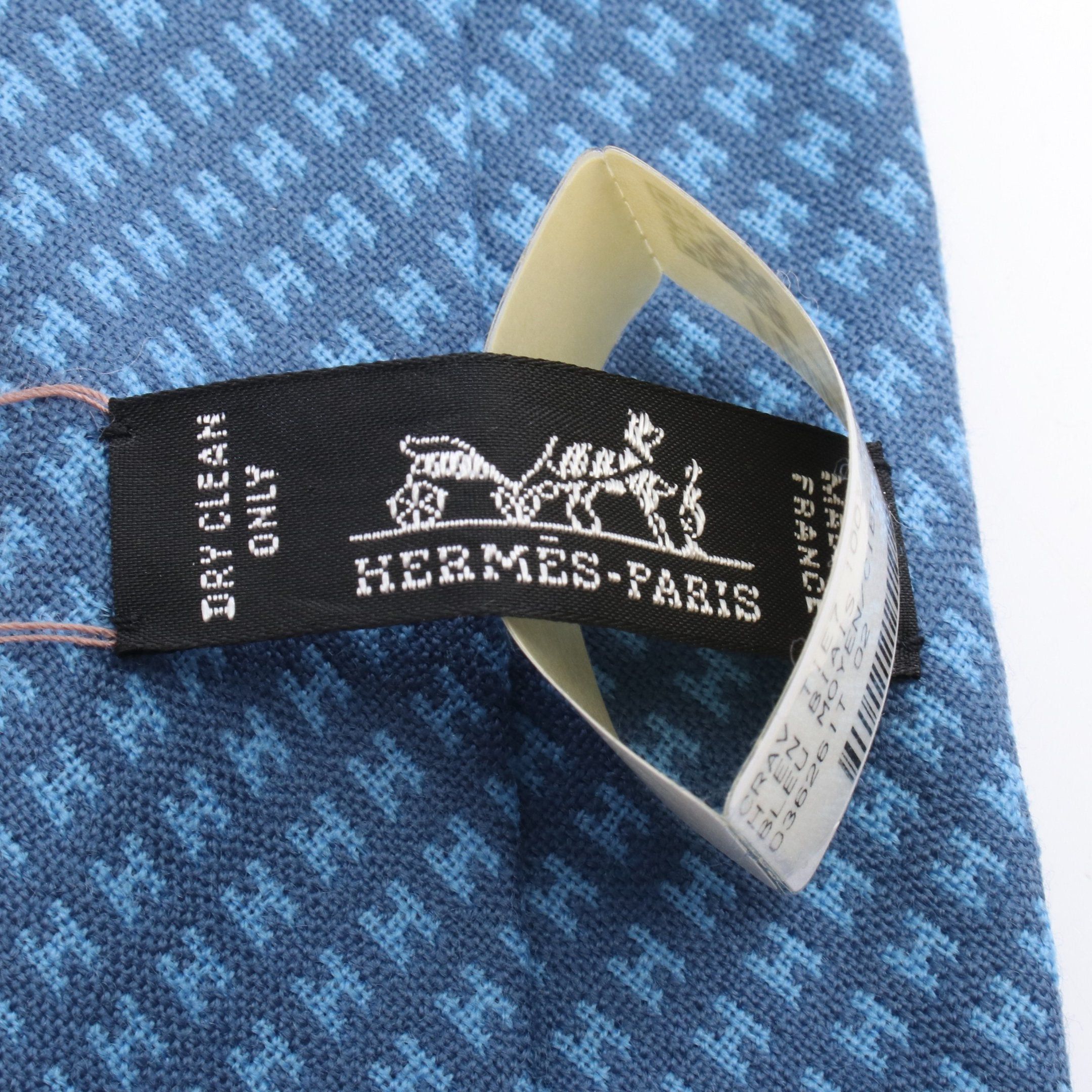 Hermes Hermes Tie Wool Blue Size ONE SIZE - 4 Thumbnail