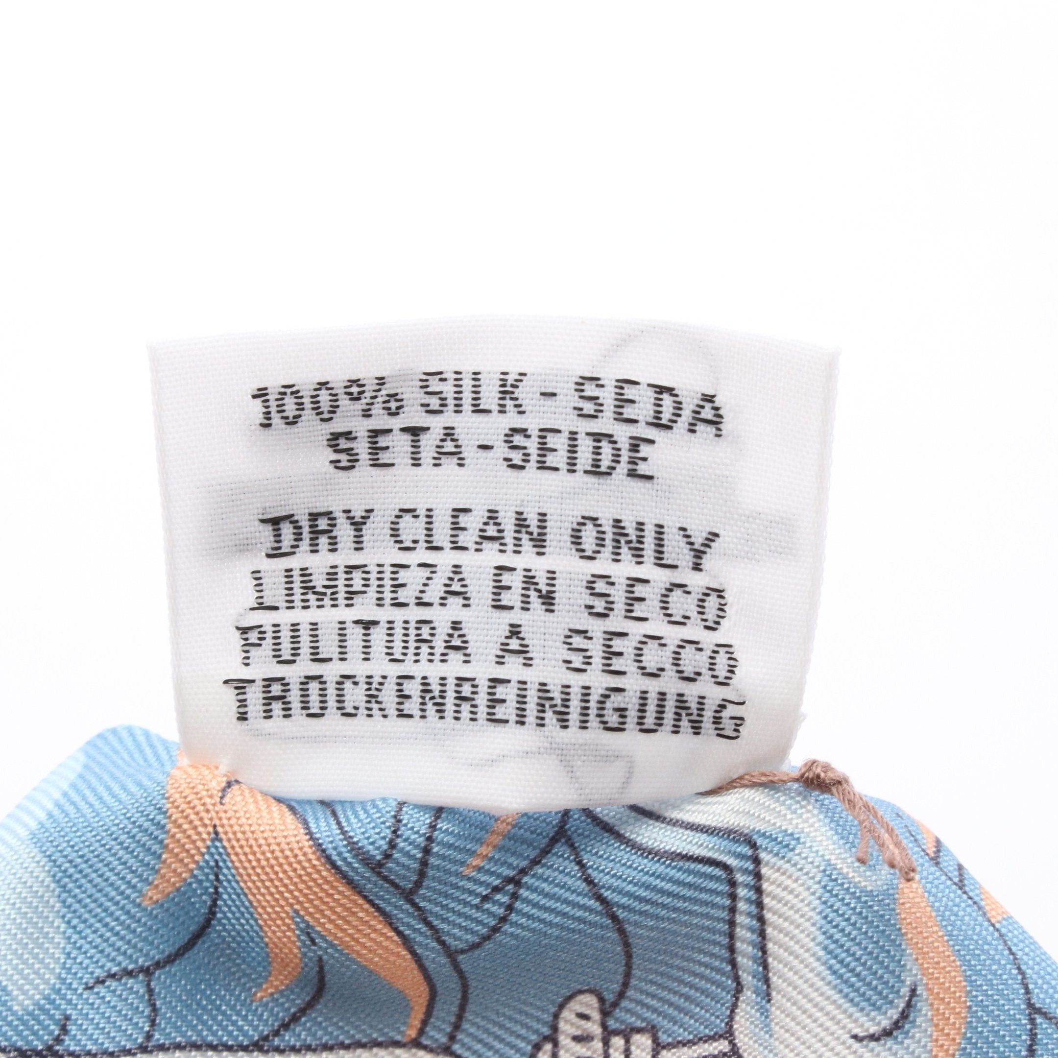 Hermes Hermes Twilly Sur Mon Nuage Ribbon Scarf Silk Ivory Light Blue Multicolor Size ONE SIZE - 3 Thumbnail