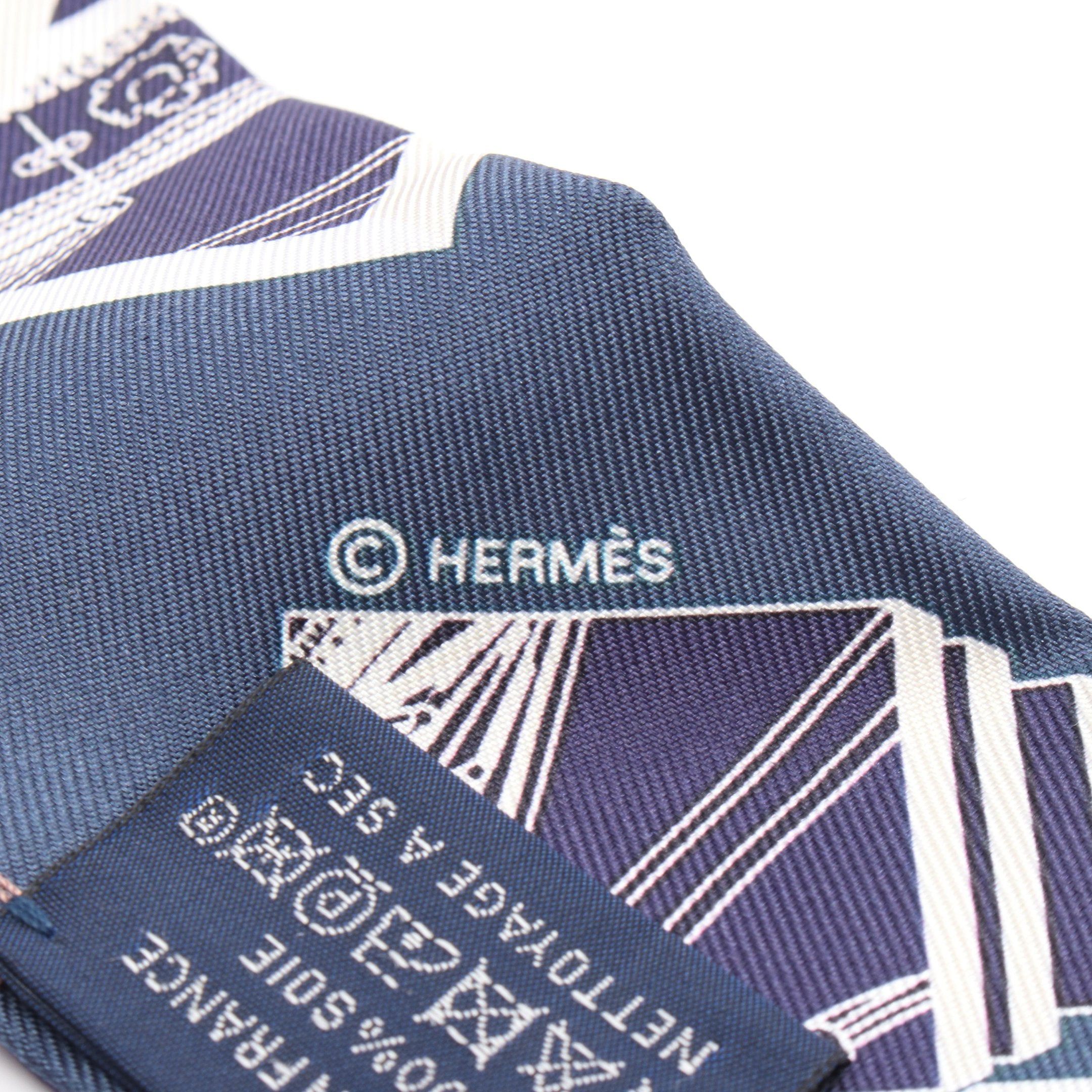 Hermes Hermes Twilly Springs Ribbon Scarf Silk Navy Multicolor Size ONE SIZE - 2 Thumbnail