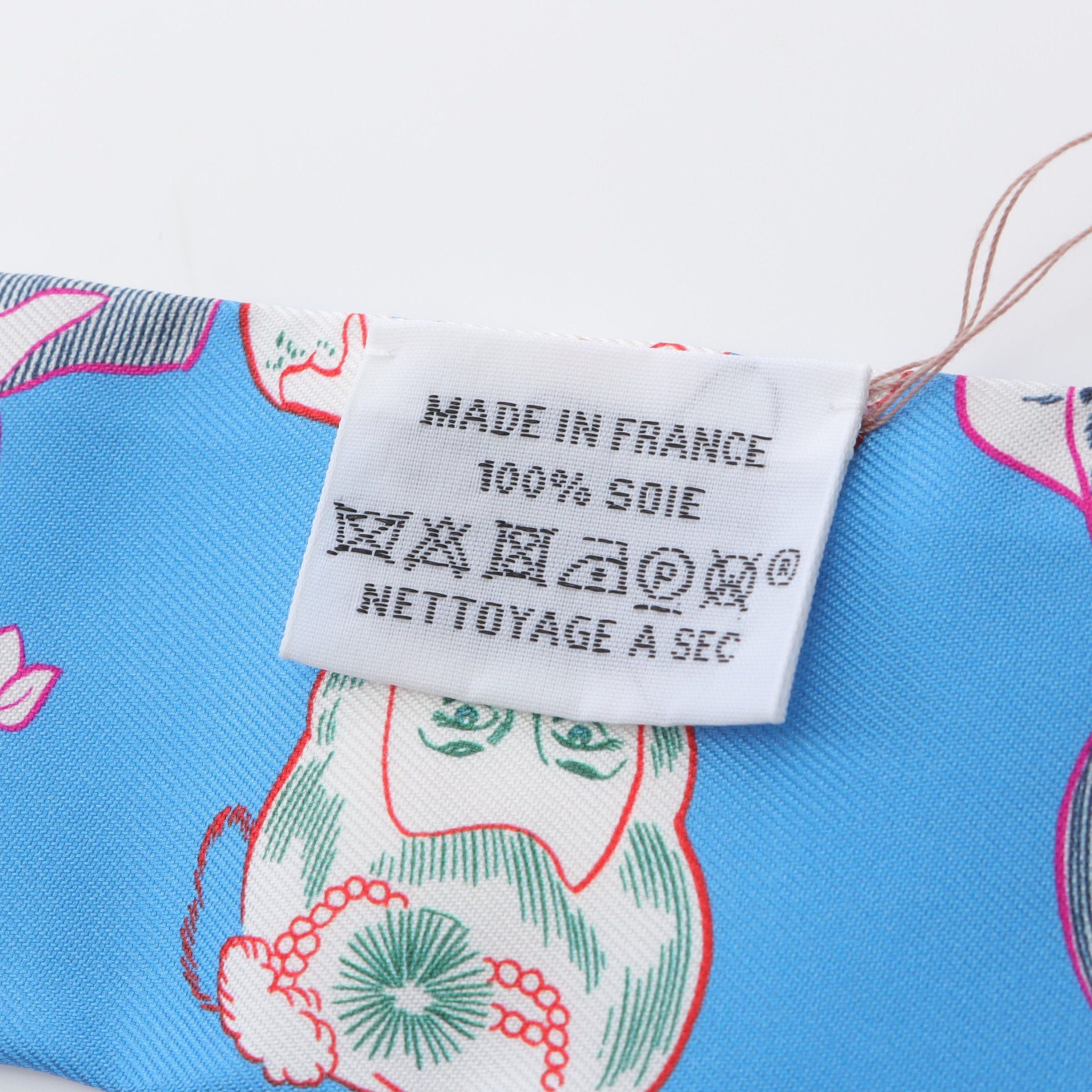 Hermes Hermes Twilly Dress Code Scarf Silk Light Blue Multicolor Size ONE SIZE - 3 Thumbnail