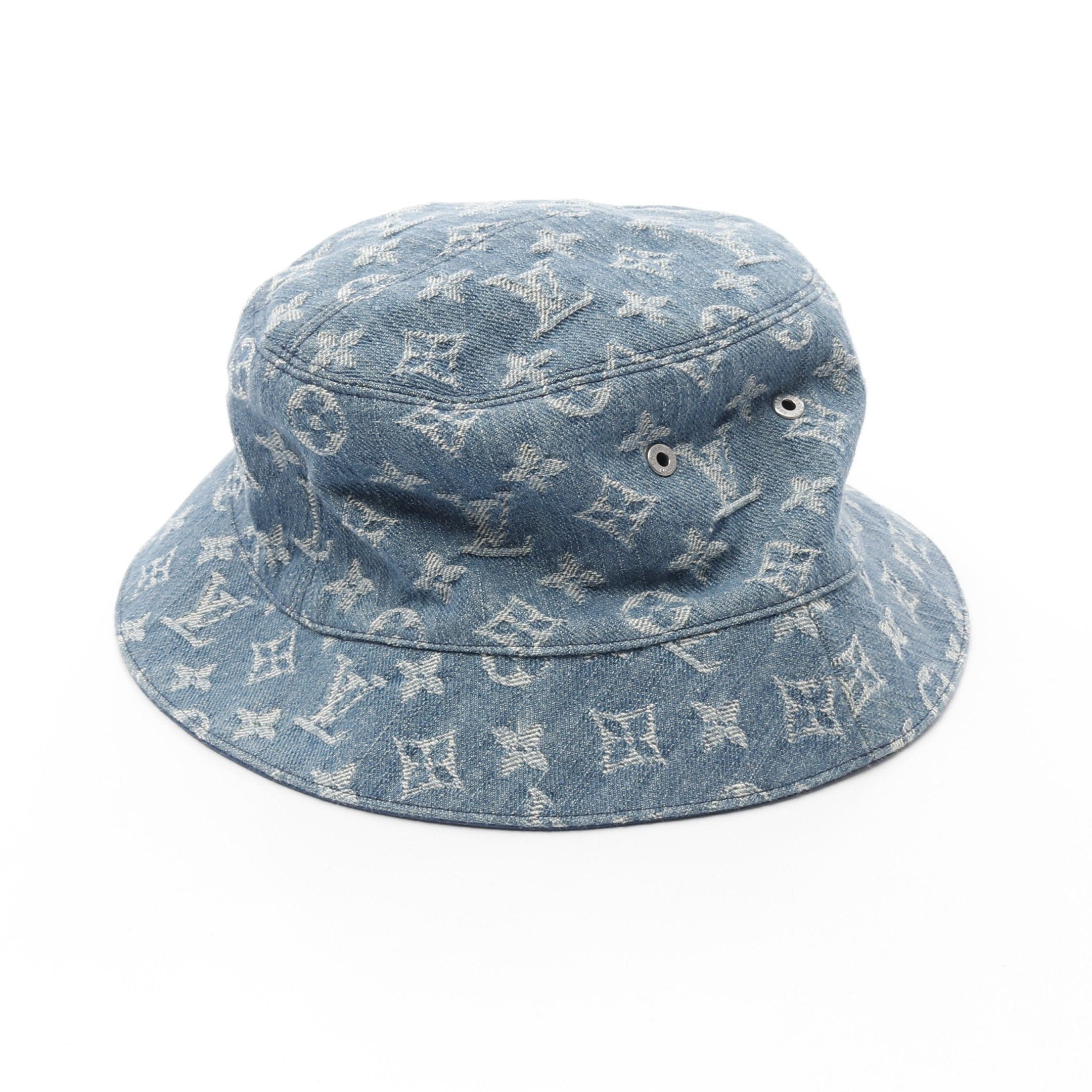 Louis Vuitton Louis Vuitton Monogram Denim Bucket Hat Cotton Blue Size ONE SIZE - 2 Thumbnail