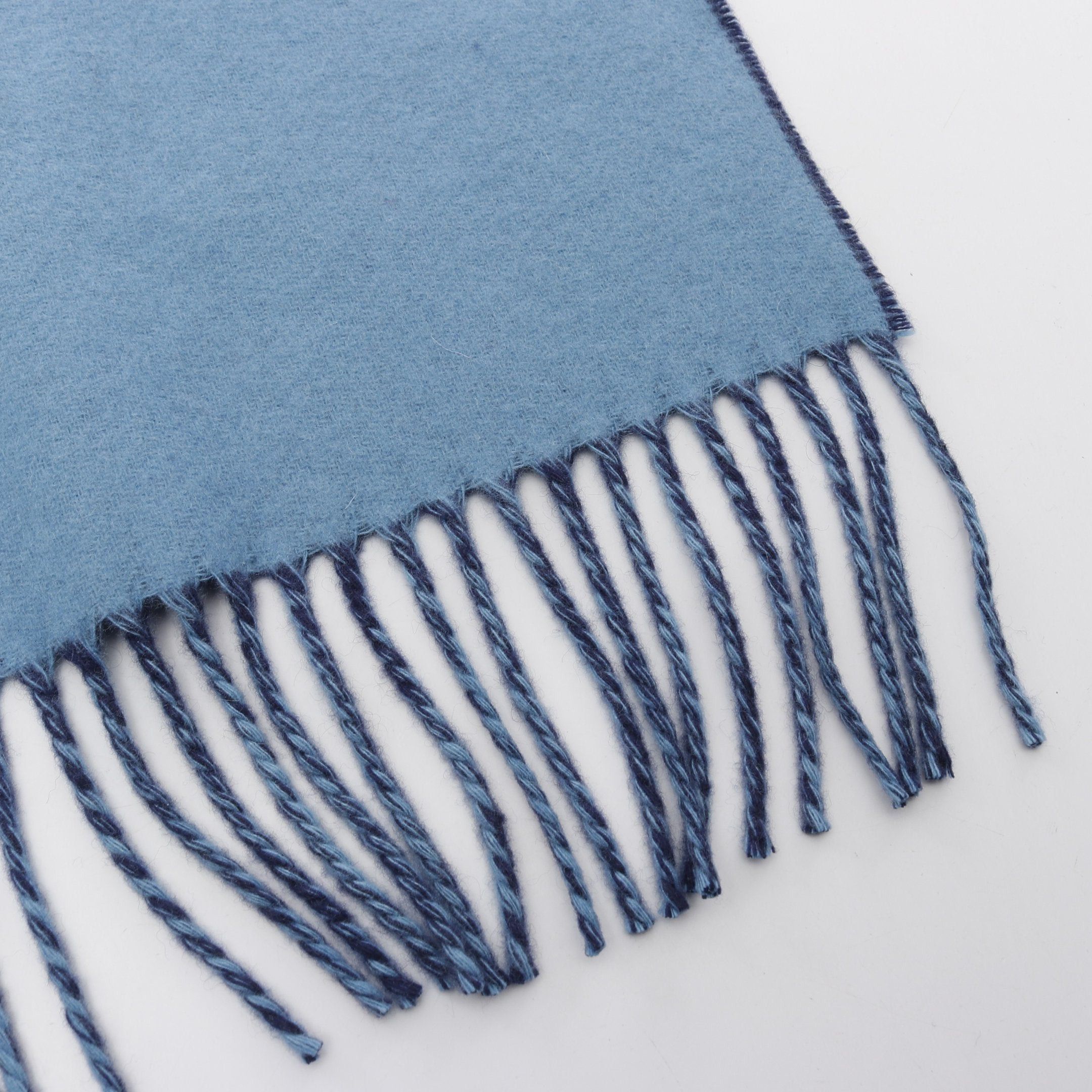Hermes Hermes Kazak Scarf Cashmere Light Blue Navy Bicolor Size ONE SIZE - 5 Thumbnail