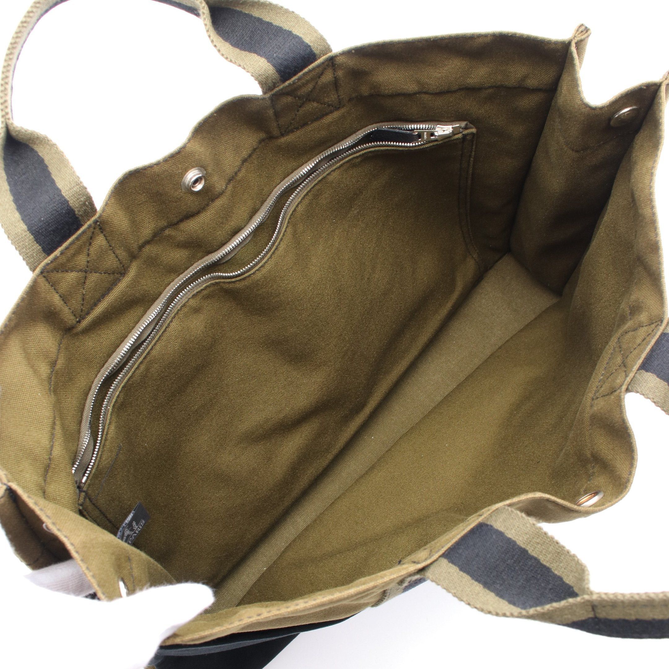 Hermes Hermes Fool Toe Mm Handbag Tote Bag Cotton Canvas Khaki Green Black Silver Hardware Size ONE SIZE - 3 Thumbnail