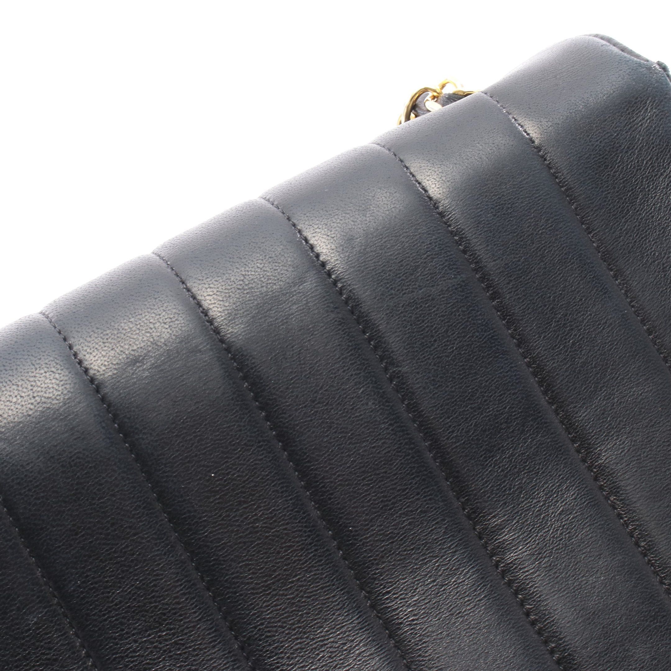 Chanel Chanel Mademoiselle Line Chain Shoulder Bag Lambskin Black Gold Hardware Size ONE SIZE - 10 Thumbnail