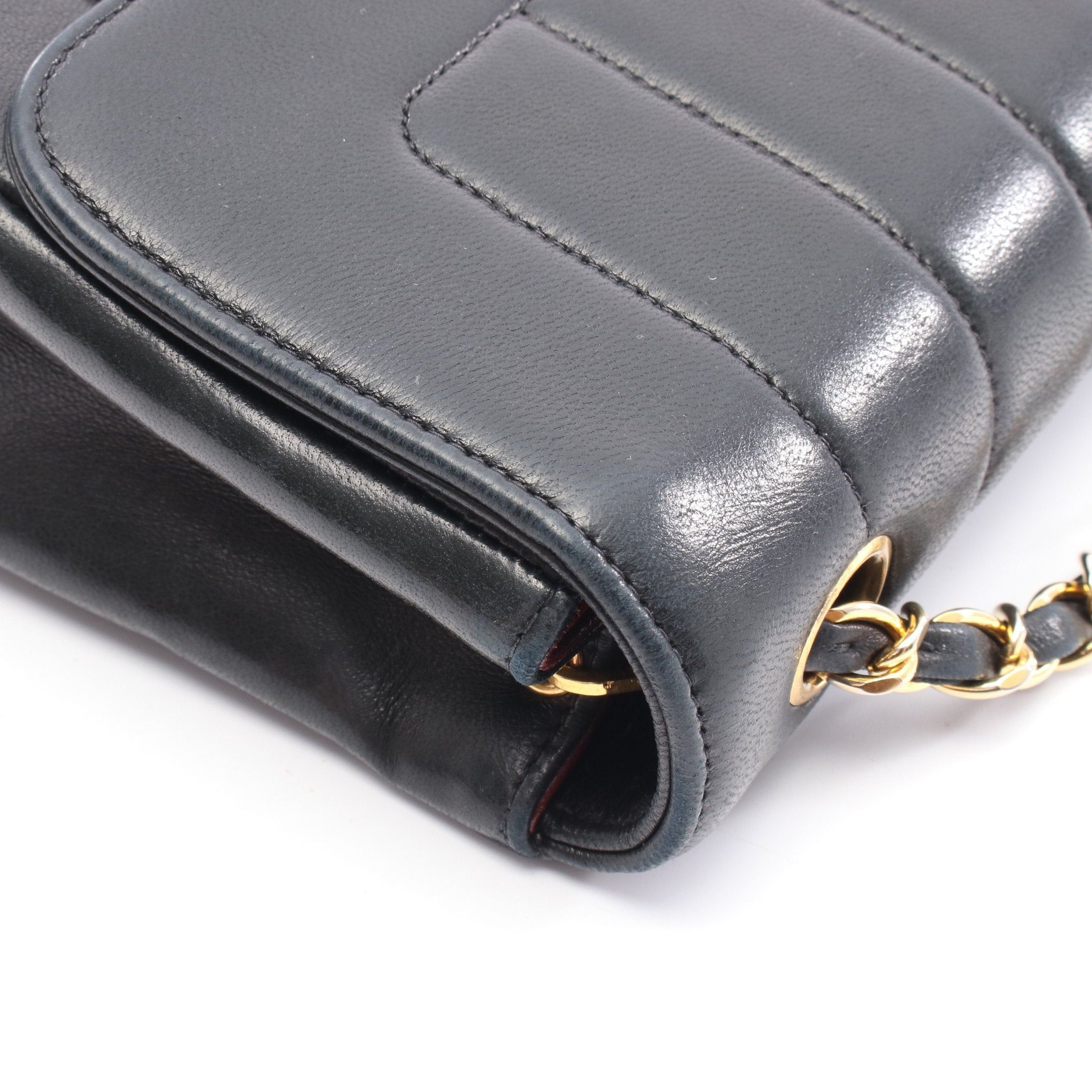 Chanel Chanel Mademoiselle Line Chain Shoulder Bag Lambskin Black Gold Hardware Size ONE SIZE - 8 Thumbnail