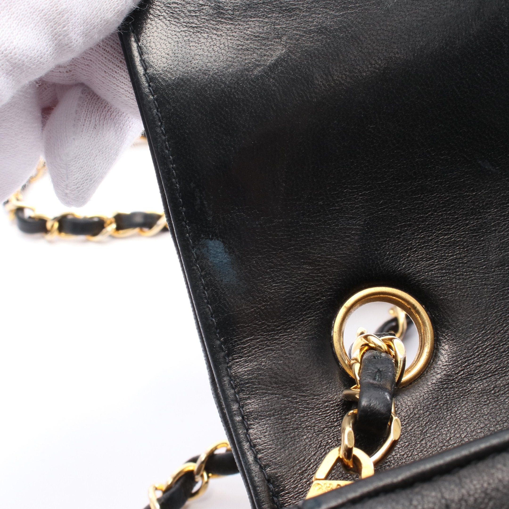 Chanel Chanel Mademoiselle Line Chain Shoulder Bag Lambskin Black Gold Hardware Size ONE SIZE - 6 Thumbnail