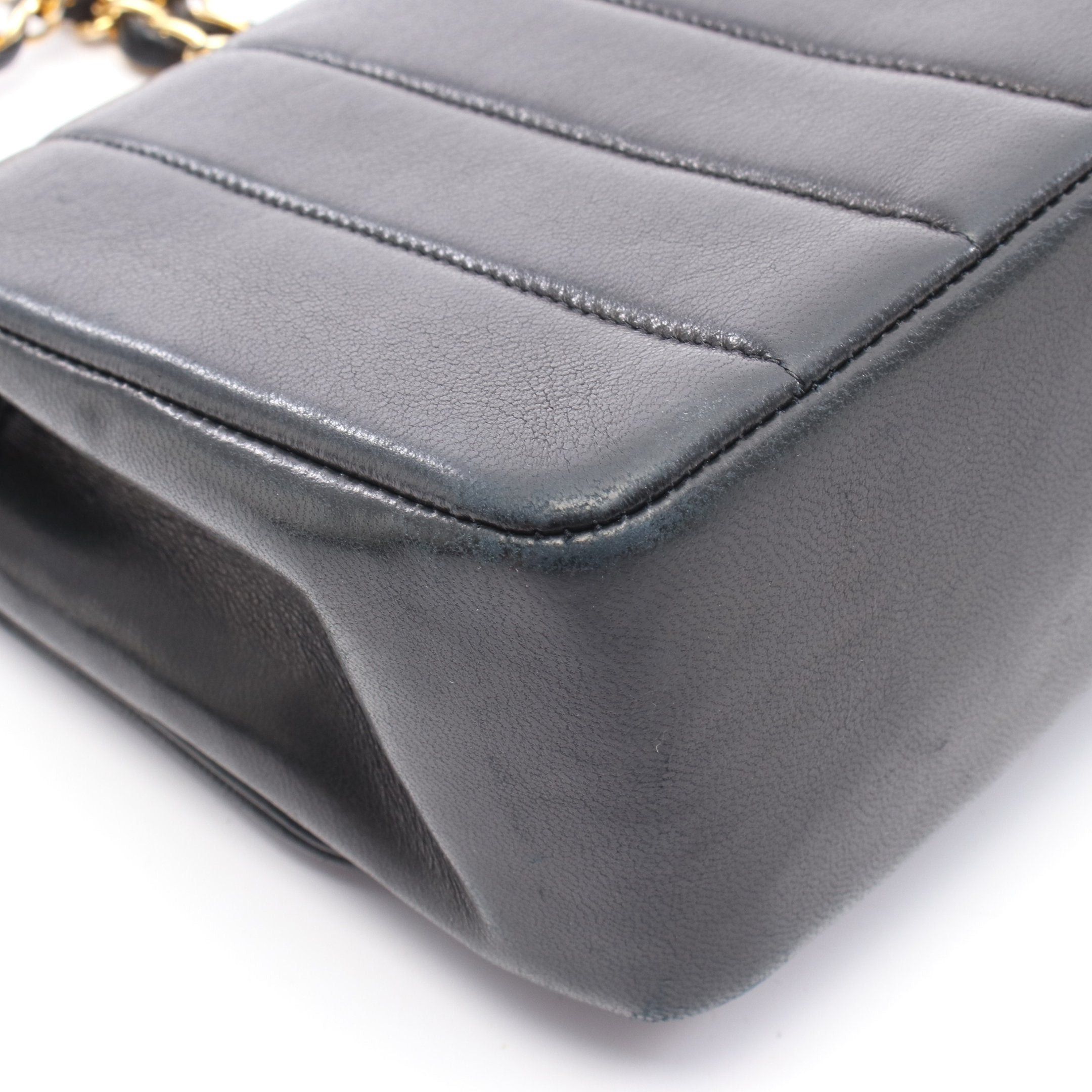 Chanel Chanel Mademoiselle Line Chain Shoulder Bag Lambskin Black Gold Hardware Size ONE SIZE - 9 Thumbnail