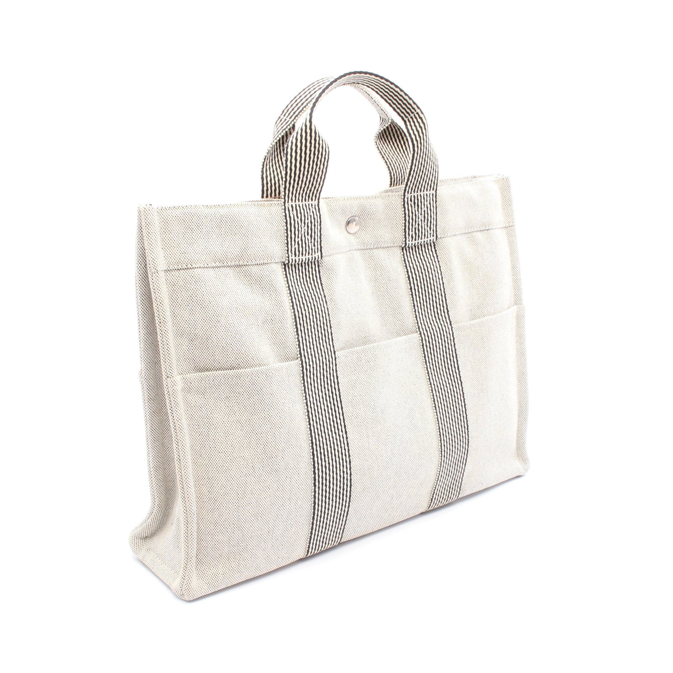 Hermes Hermes New Fool Toe Mm Handbag Tote Bag Toile Ash Gray Black Silver Hardware Size ONE SIZE - 2 Thumbnail