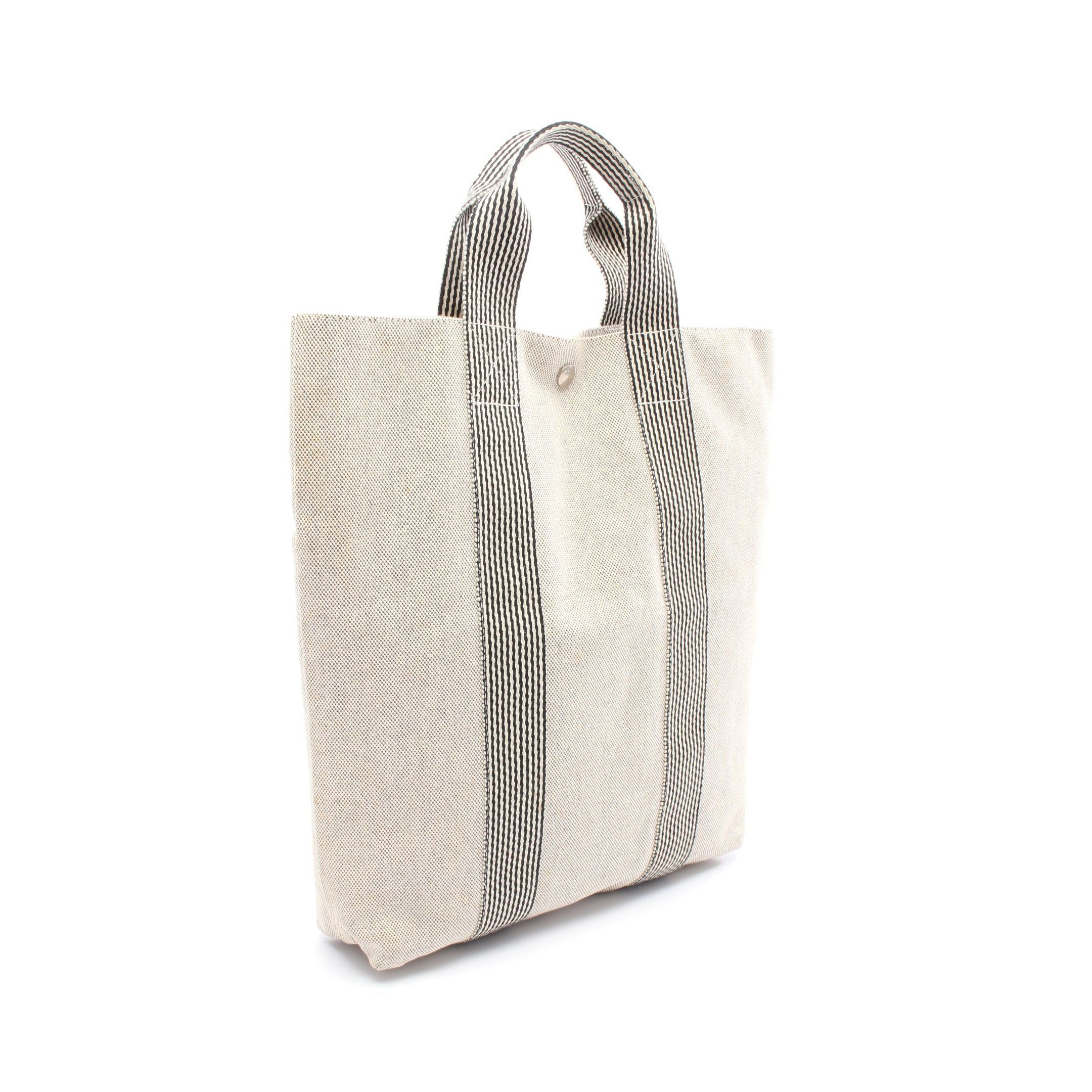 Hermes Hermes New Fool Toe Kabas Handbag Tote Bag Toile Ash Gray Black Silver Hardware Size ONE SIZE - 2 Thumbnail