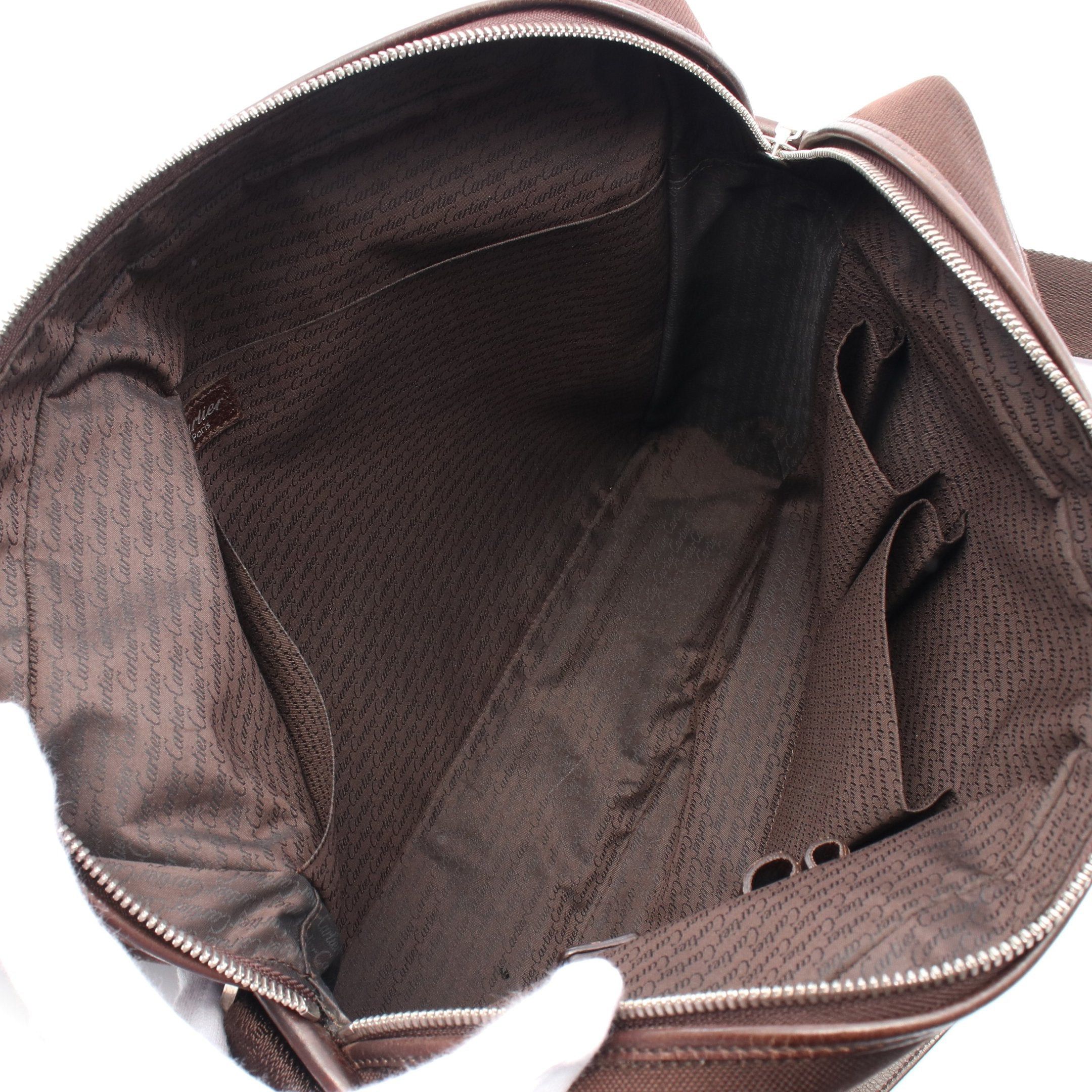 Cartier Cartier Santos Messenger Shoulder Bag Canvas Leather Dark Brown Size ONE SIZE - 3 Thumbnail