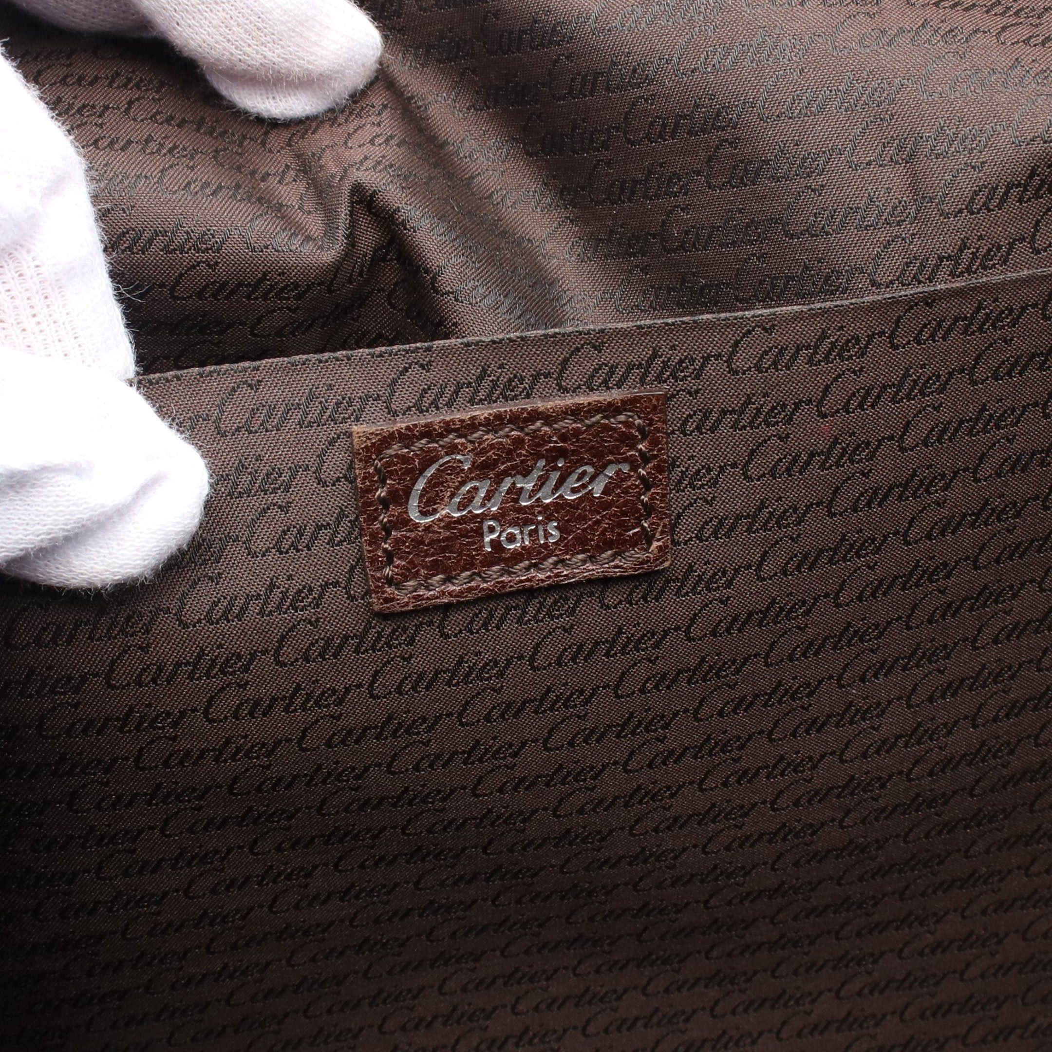 Cartier Cartier Santos Messenger Shoulder Bag Canvas Leather Dark Brown Size ONE SIZE - 4 Thumbnail