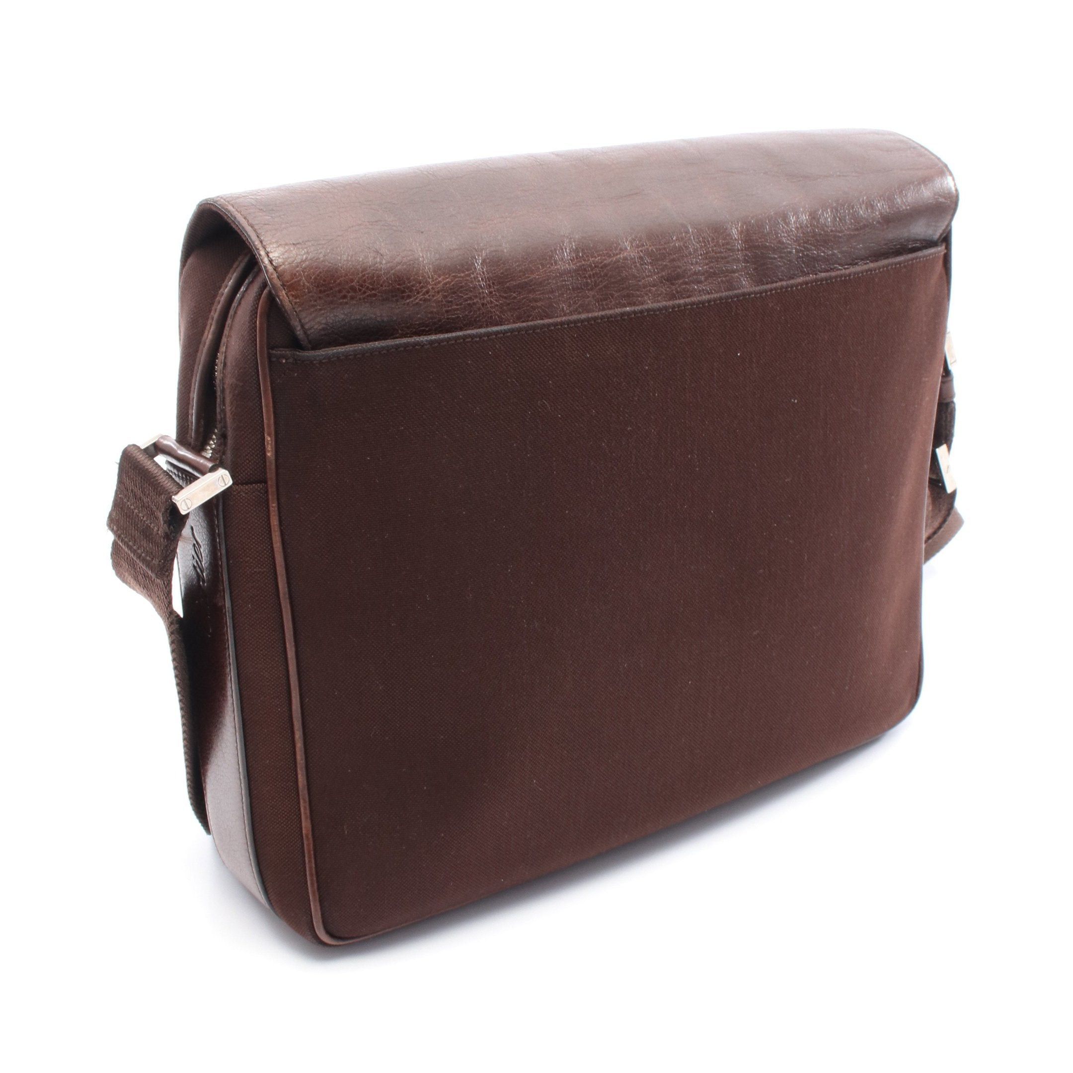 Cartier Cartier Santos Messenger Shoulder Bag Canvas Leather Dark Brown Size ONE SIZE - 2 Thumbnail