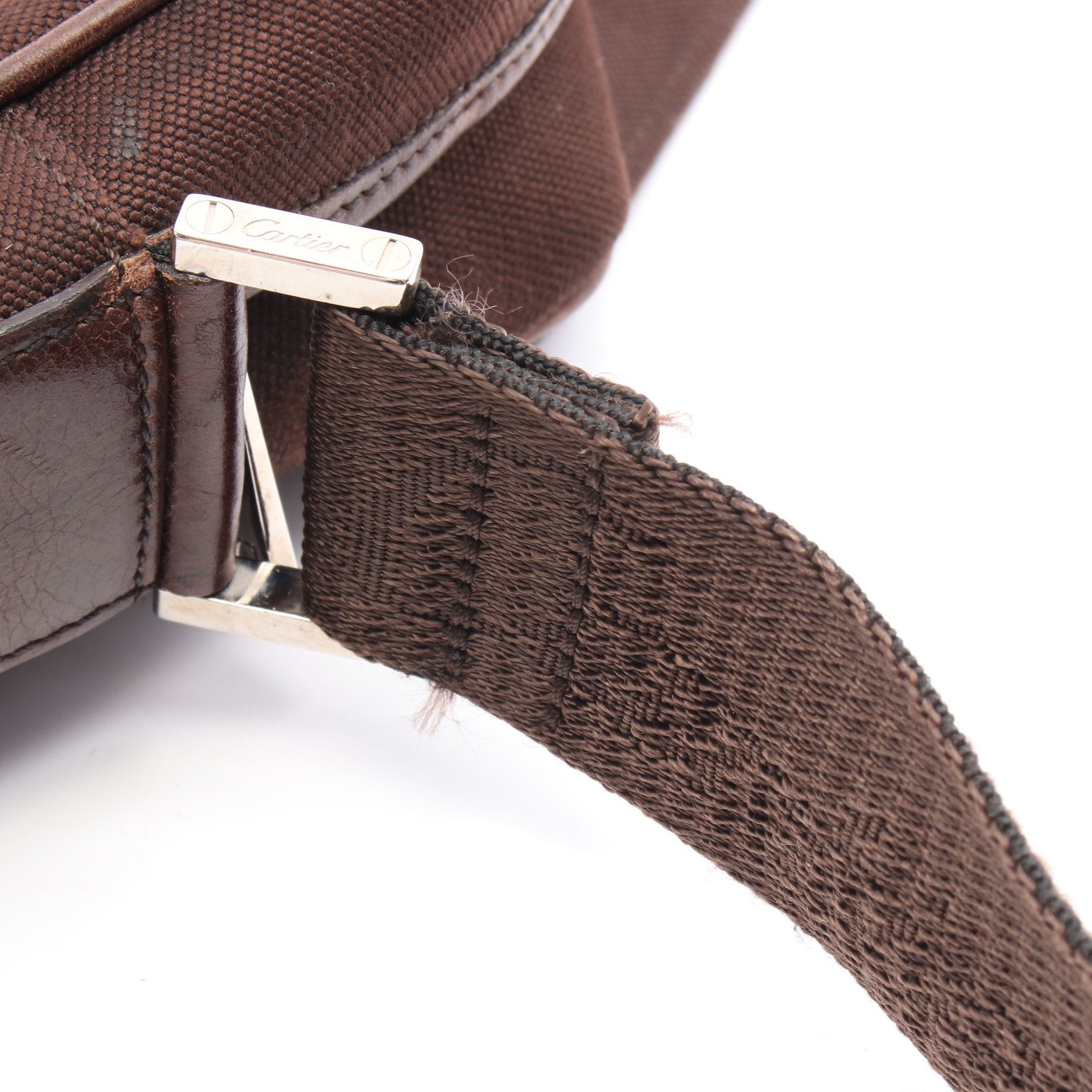 Cartier Cartier Santos Messenger Shoulder Bag Canvas Leather Dark Brown Size ONE SIZE - 9 Thumbnail