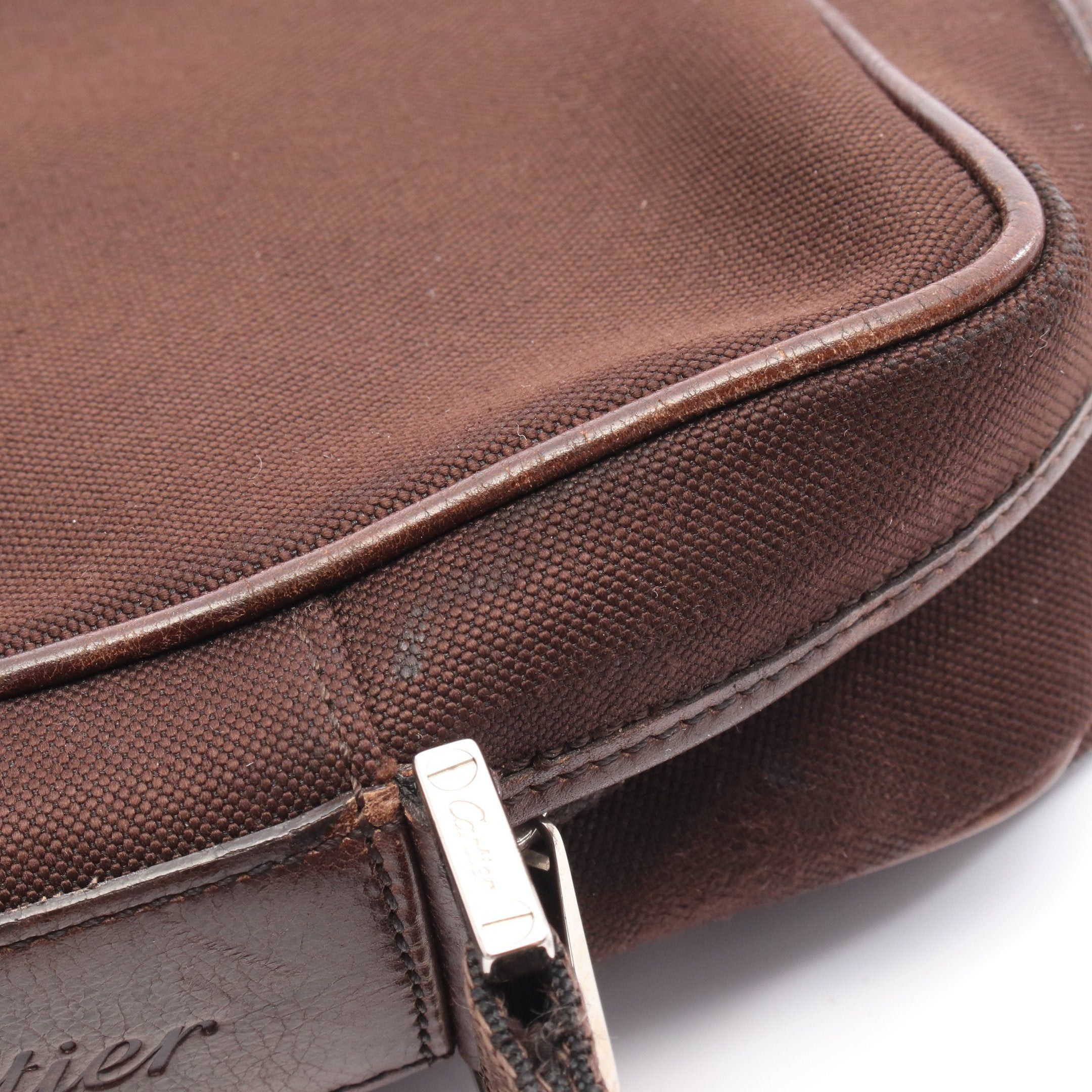 Cartier Cartier Santos Messenger Shoulder Bag Canvas Leather Dark Brown Size ONE SIZE - 8 Thumbnail