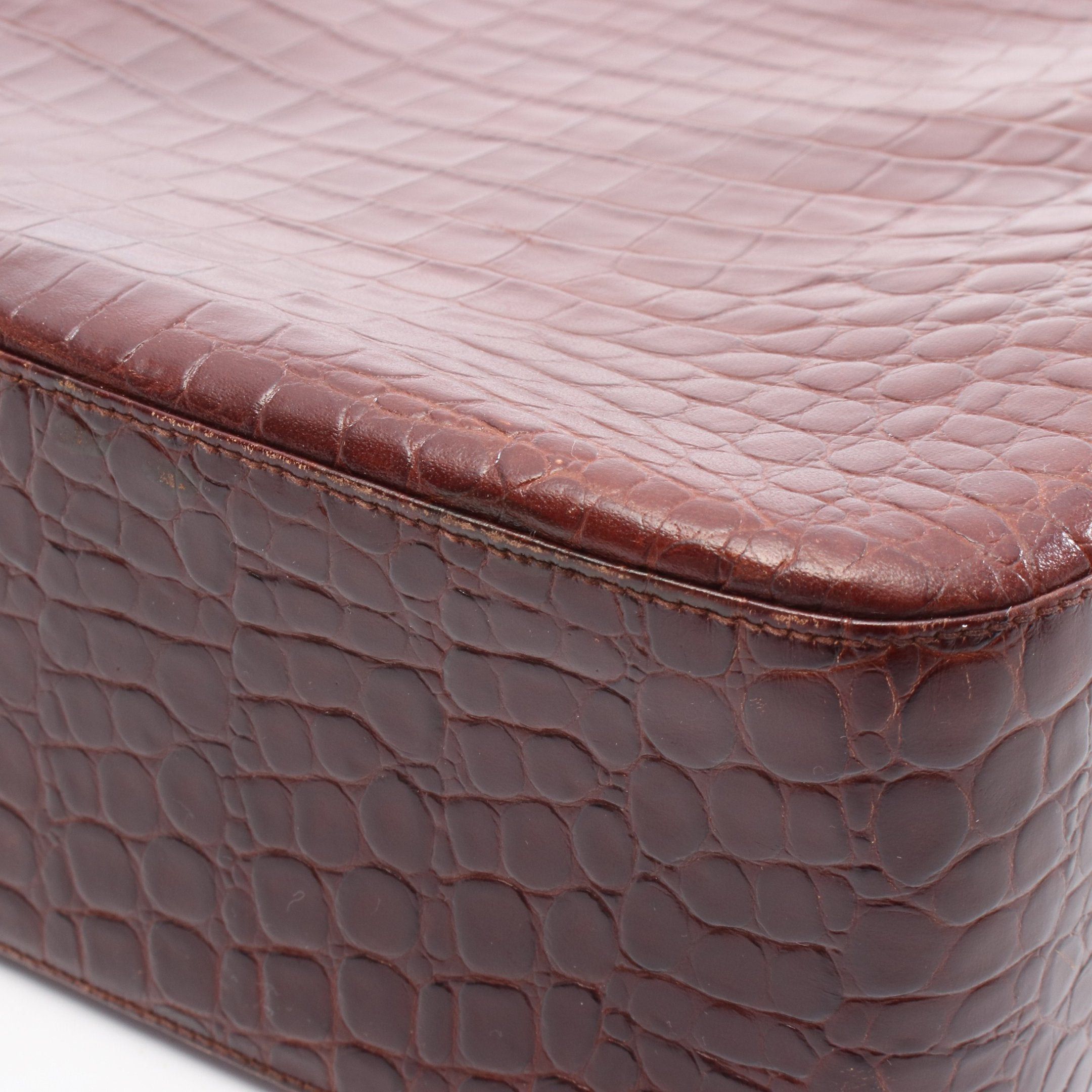 Salvatore Ferragamo Salvatore Ferragamo Gancini Shoulder Bag Leather Brown Croc Embossed Size ONE SIZE - 9 Thumbnail