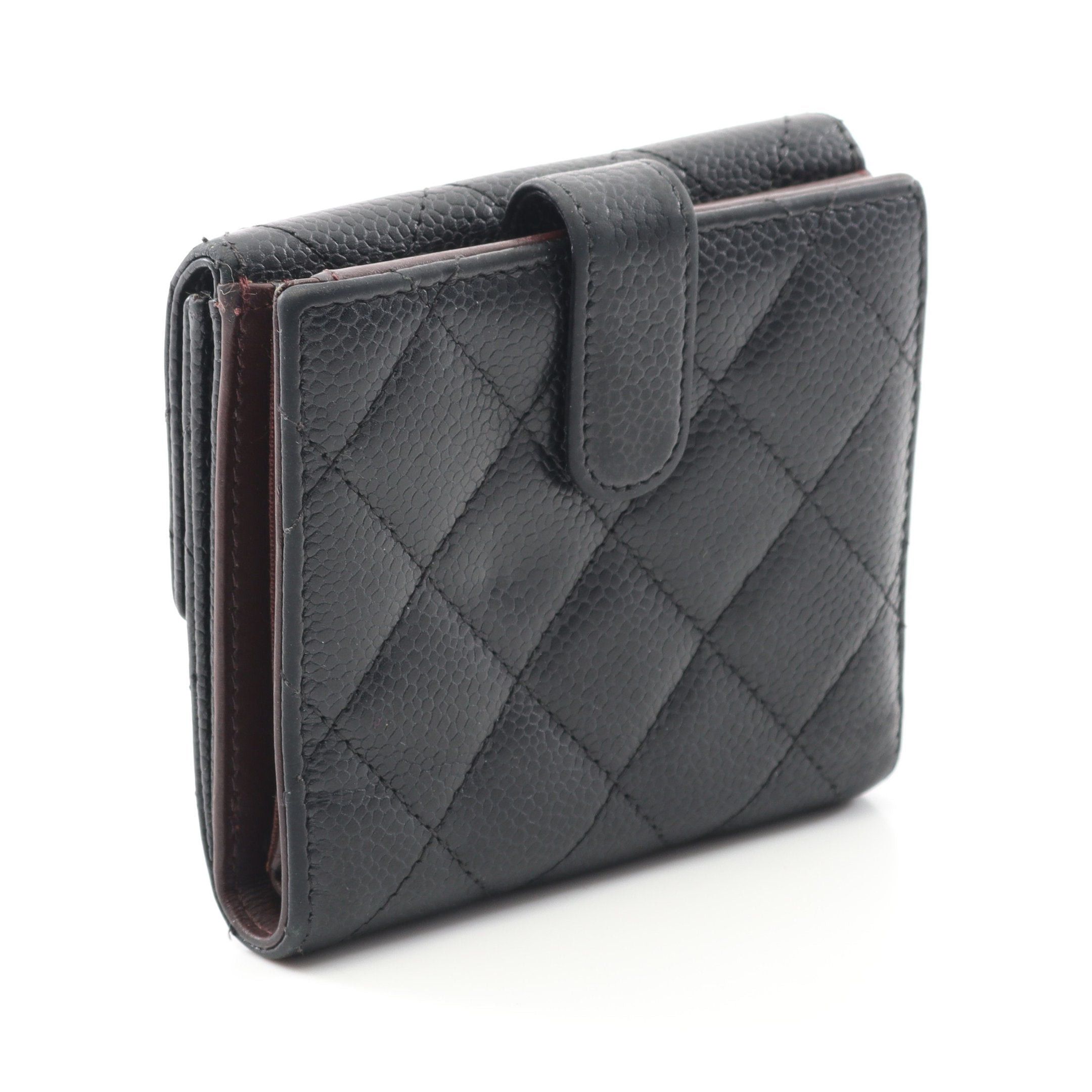 Chanel Chanel Matelasse Double Hook Wallet Bi-Fold Caviar Skin Black Gold Hardware Size ONE SIZE - 2 Thumbnail