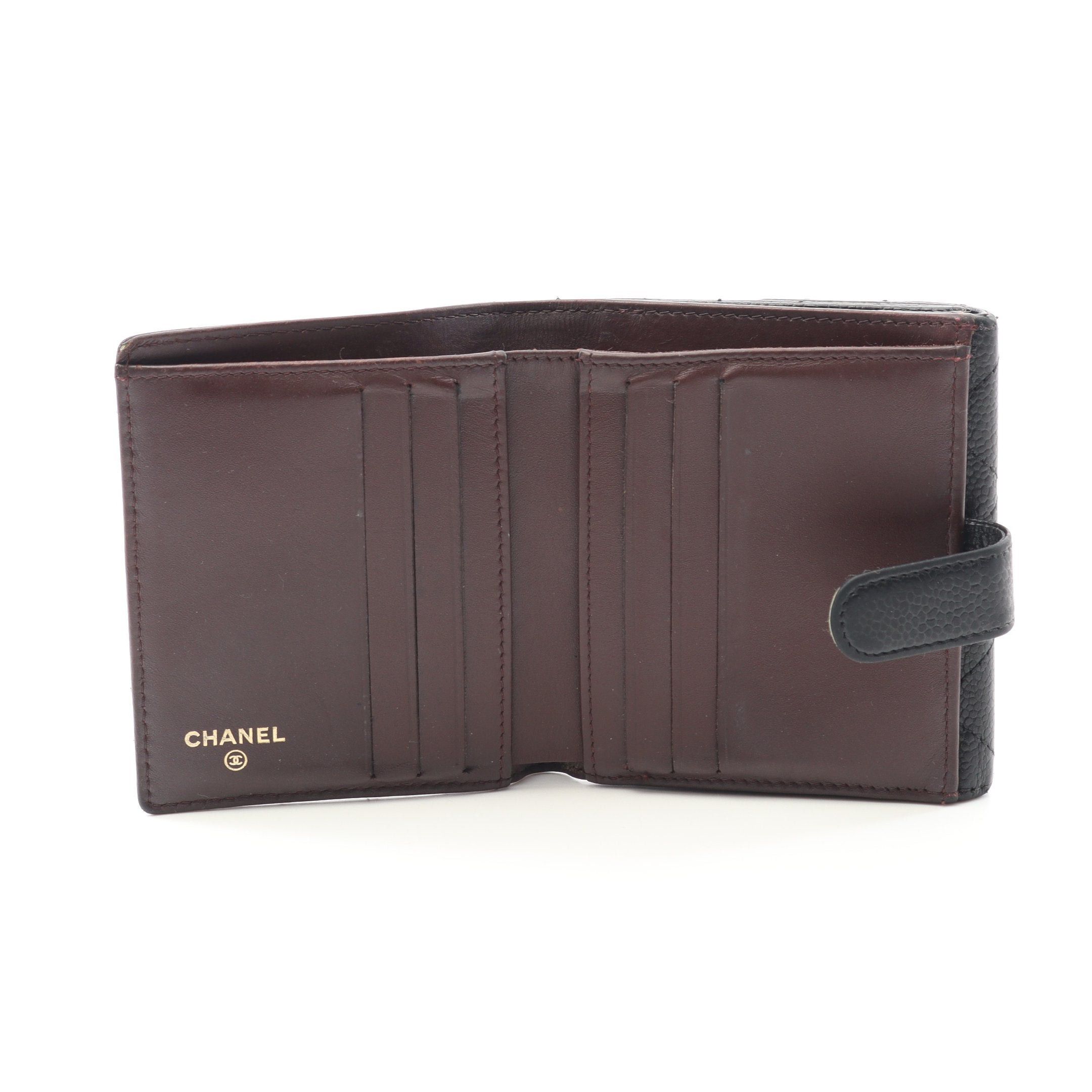 Chanel Chanel Matelasse Double Hook Wallet Bi-Fold Caviar Skin Black Gold Hardware Size ONE SIZE - 3 Thumbnail