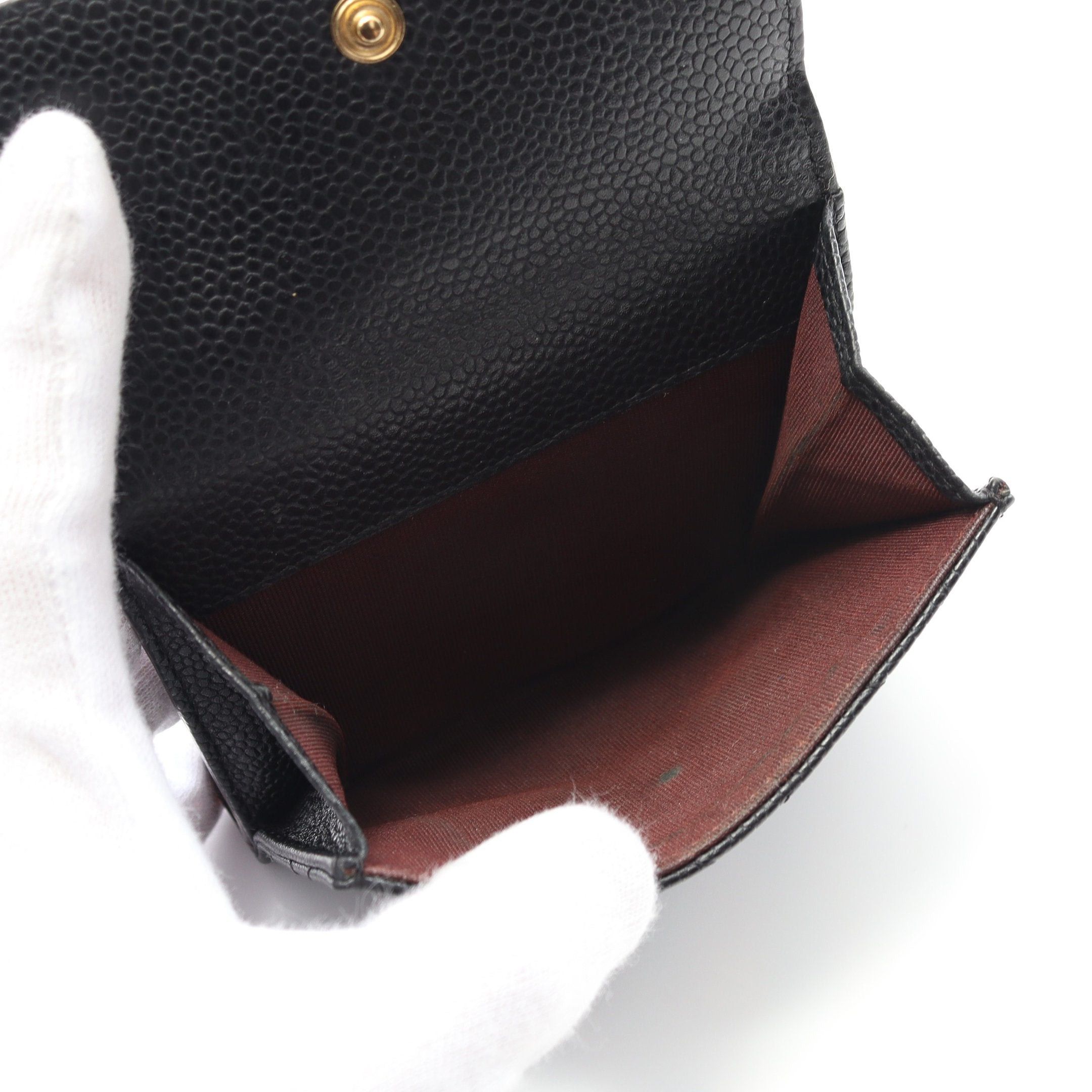 Chanel Chanel Matelasse Double Hook Wallet Bi-Fold Caviar Skin Black Gold Hardware Size ONE SIZE - 4 Thumbnail