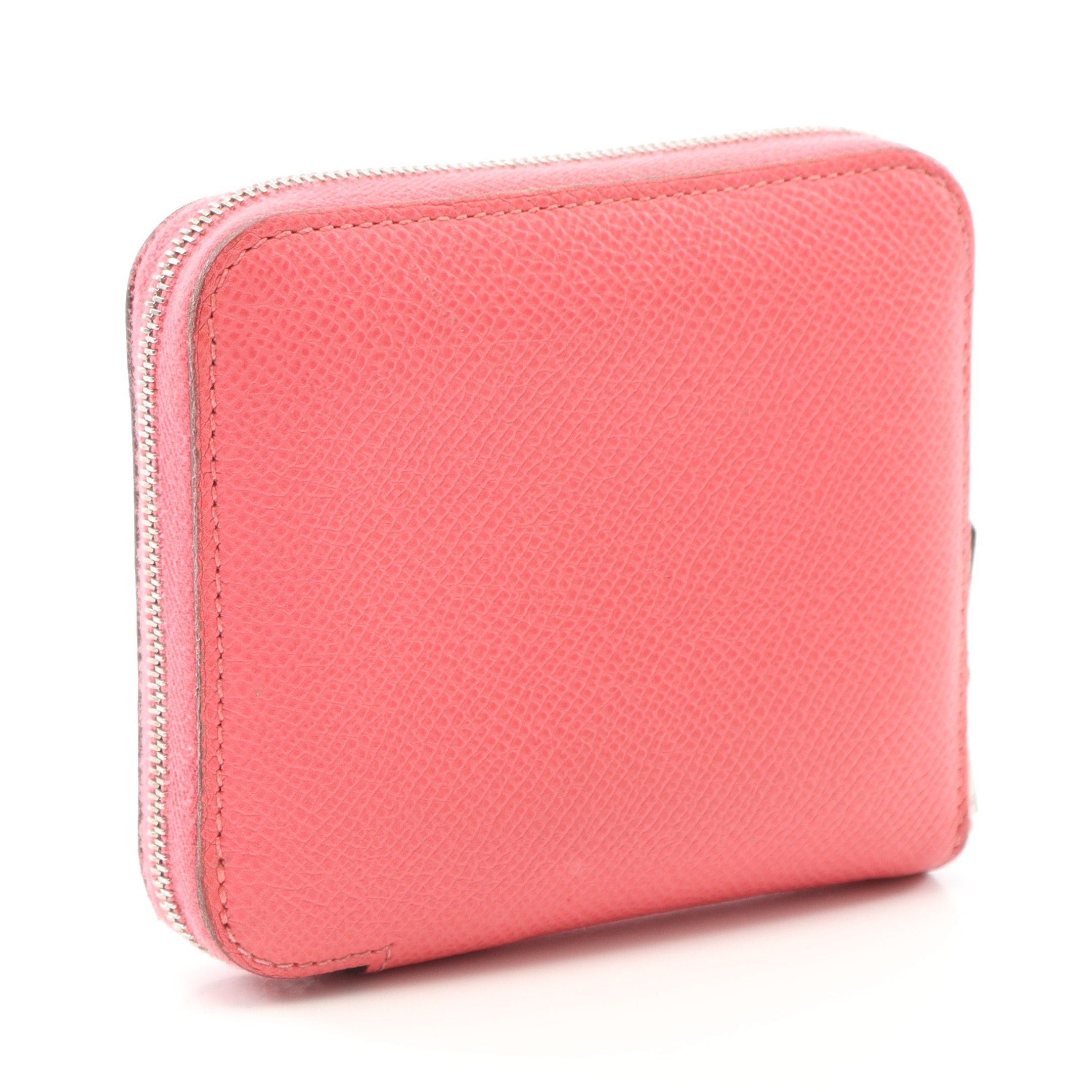 Hermes Hermes Azap Compact Silk In Rose Azalea Round Zipper Wallet Veau Epsom Pink Silver Hardware D Stamp Size ONE SIZE - 2 Thumbnail