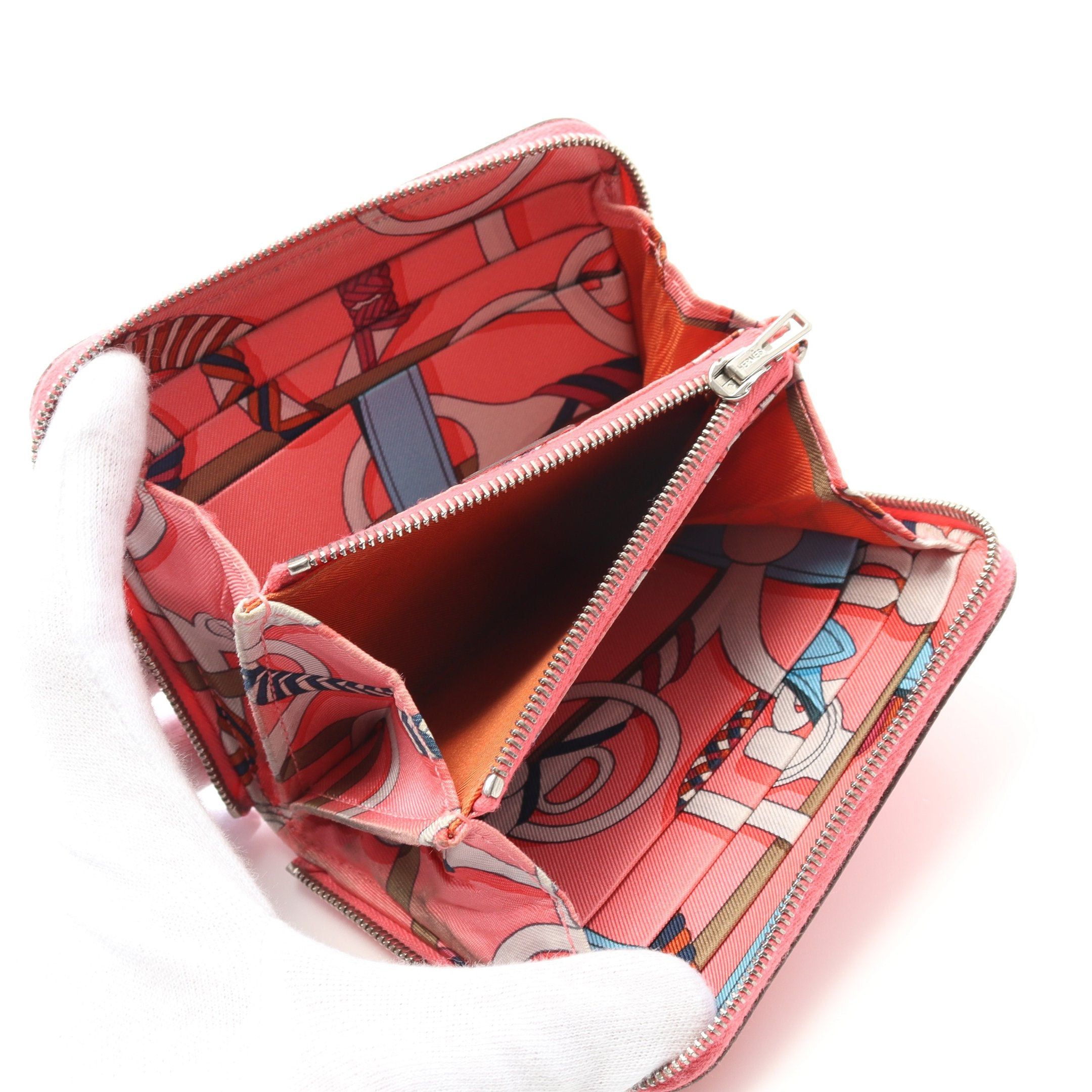 Hermes Hermes Azap Compact Silk In Rose Azalea Round Zipper Wallet Veau Epsom Pink Silver Hardware D Stamp Size ONE SIZE - 3 Thumbnail