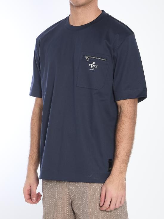 Fendi FENDI Men T-Shirts FY0936 BLUE Size US M / EU 48-50 / 2 - 2 Thumbnail