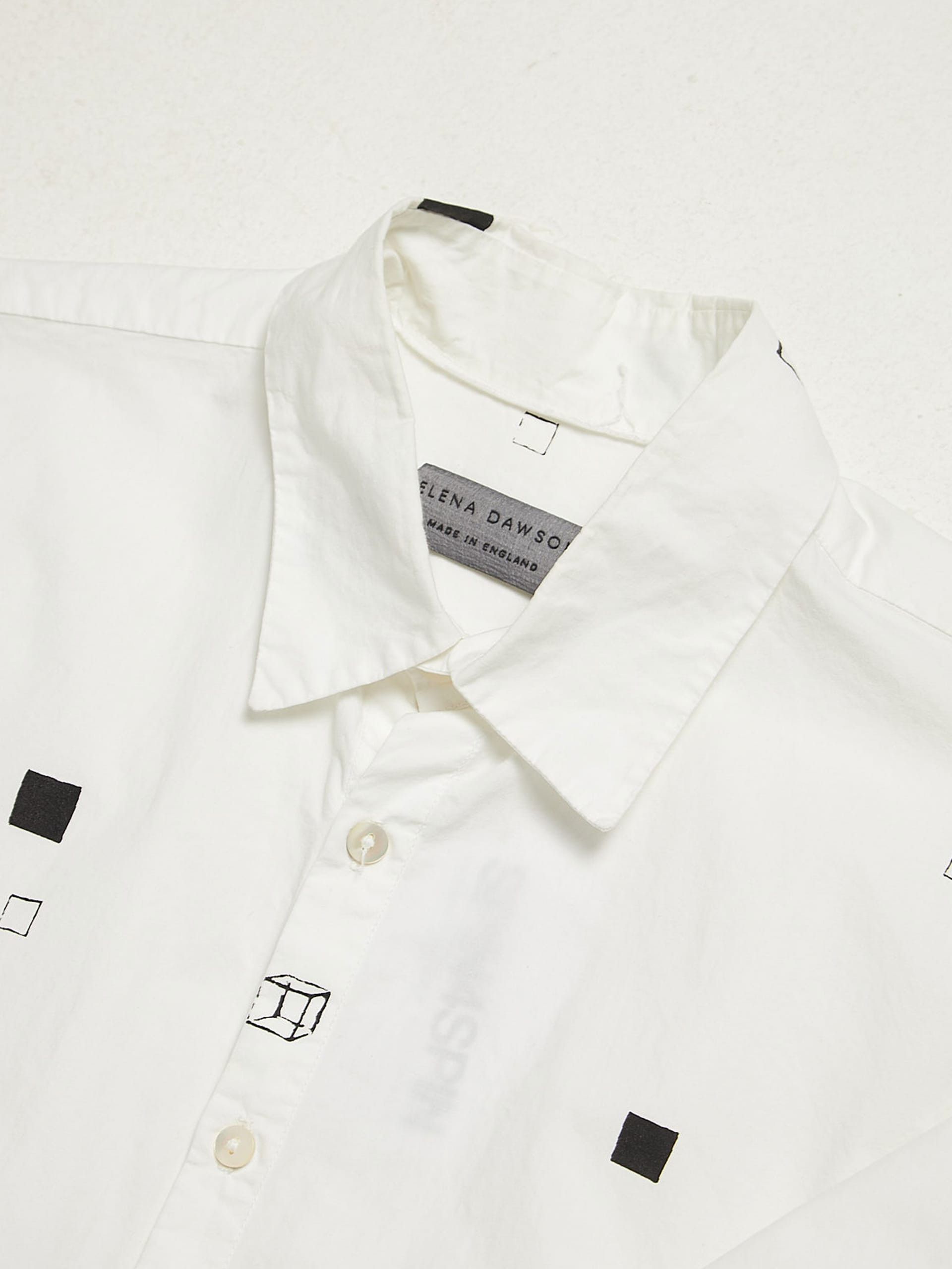 Elena Dawson White Cubes Logo Printed Cotton Shirt Size US XL / EU 56 / 4 - 3 Thumbnail
