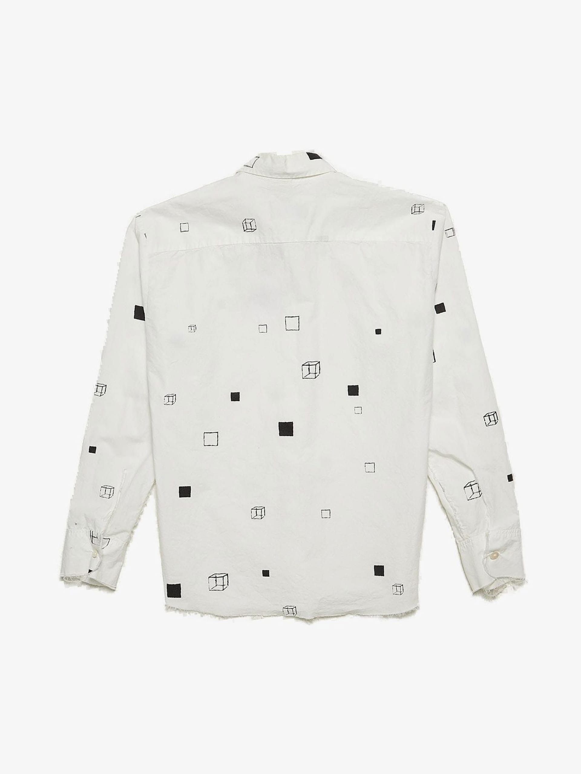 Elena Dawson White Cubes Logo Printed Cotton Shirt Size US XL / EU 56 / 4 - 2 Thumbnail