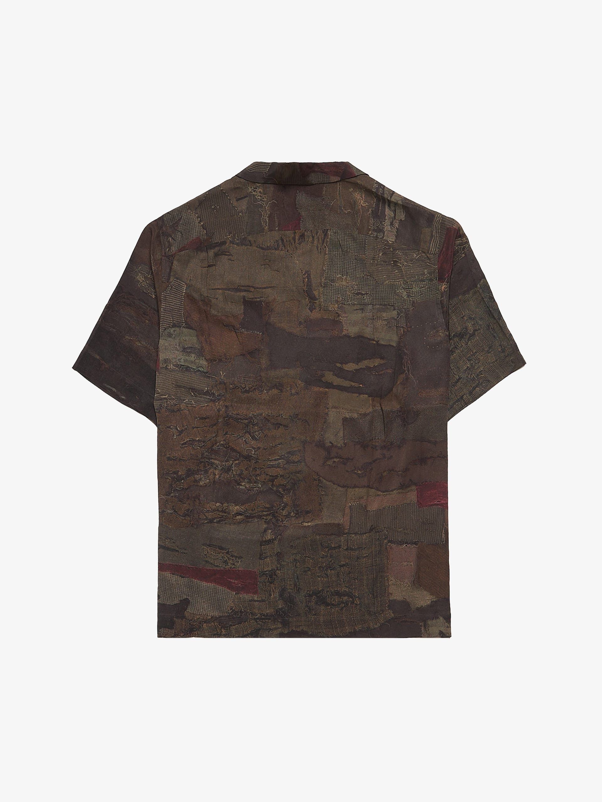Ziggy Chen Brown Patch Printed Shortsleeved Silk Shirt Size US XL / EU 56 / 4 - 2 Thumbnail