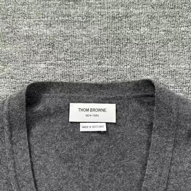 Thom Browne Thom Browne Gray Striped Cashmere Cardigan Size US M / EU 48-50 / 2 - 3 Thumbnail
