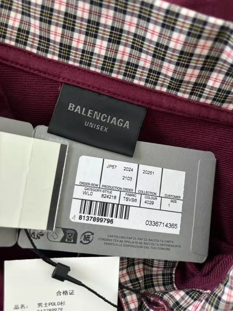 Balenciaga Balenciaga Burgundy Long Sleeve Polo Shirt Size US S / EU 44-46 / 1 - 4 Thumbnail