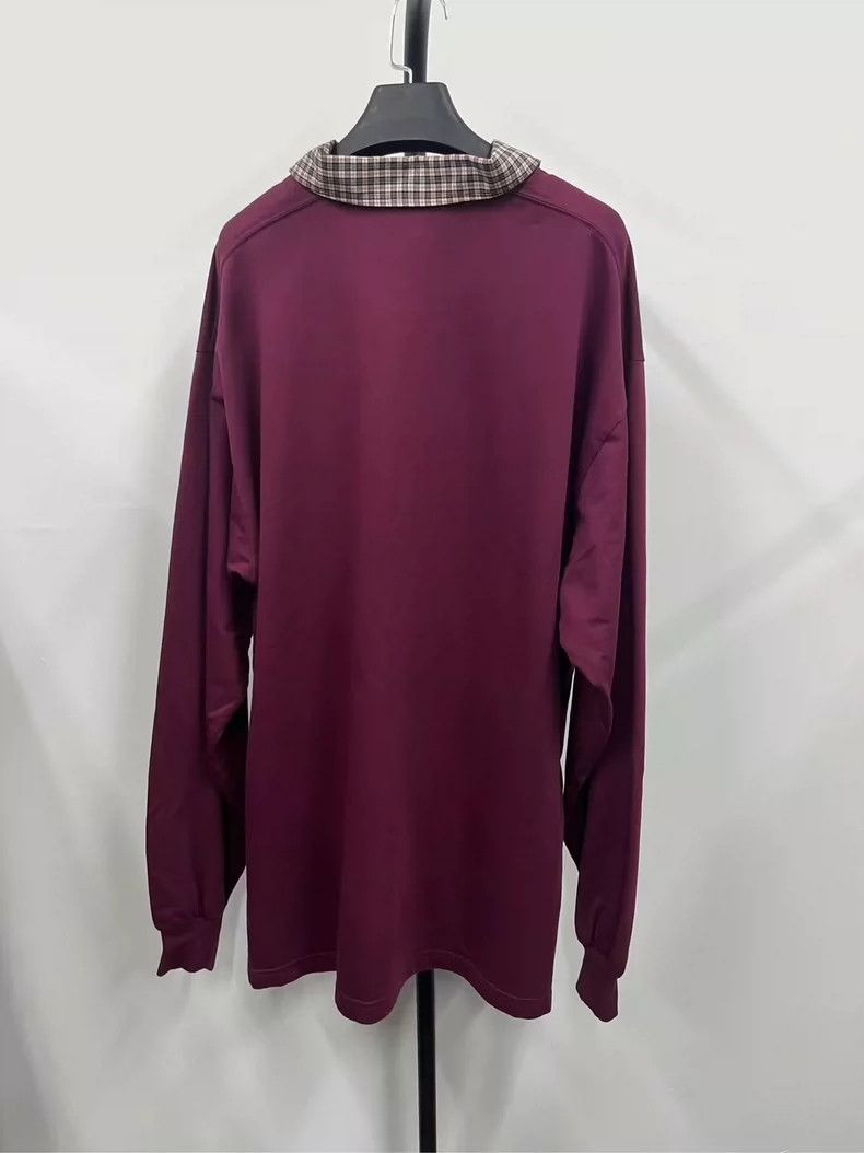 Balenciaga Balenciaga Burgundy Long Sleeve Polo Shirt Size US S / EU 44-46 / 1 - 2 Thumbnail