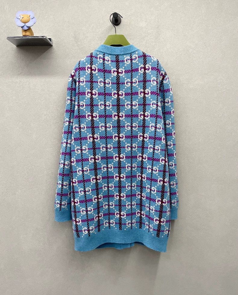 Gucci Gucci Blue GG Knit Cardigan-dmc Size US XL / EU 56 / 4 - 2 Thumbnail