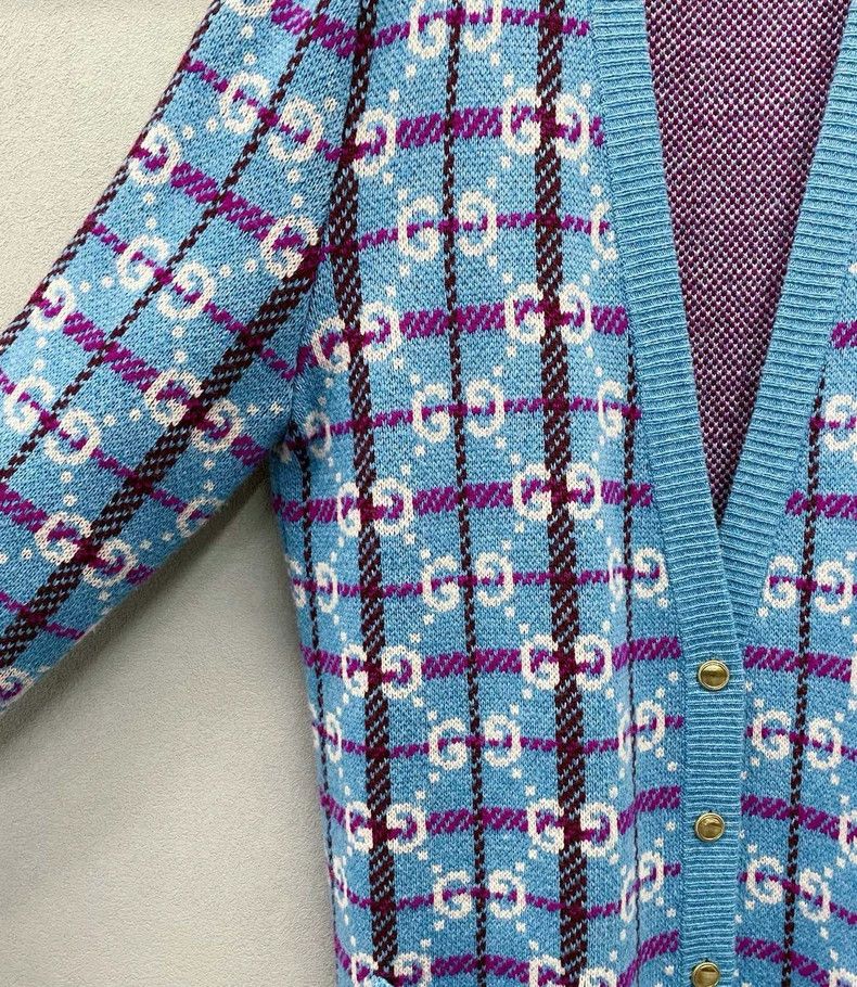 Gucci Gucci Blue GG Knit Cardigan-dmc Size US XL / EU 56 / 4 - 6 Thumbnail