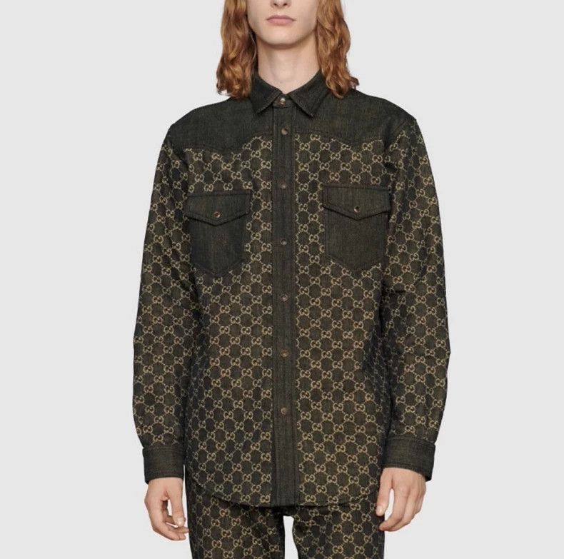 Gucci Gucci Printed Denim Long Sleeve Shirt-dmc Size US M / EU 48-50 / 2 - 2 Thumbnail