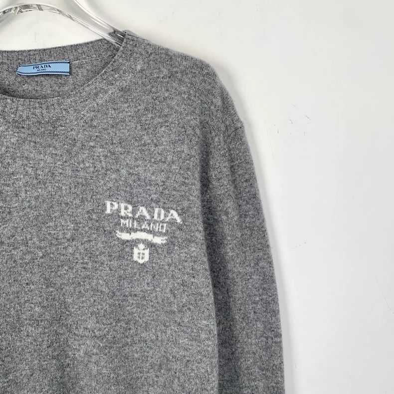 Prada Gray Logo Wool Long Sleeve Knit Sweater-dmc Size US M / EU 48-50 / 2 - 3 Thumbnail