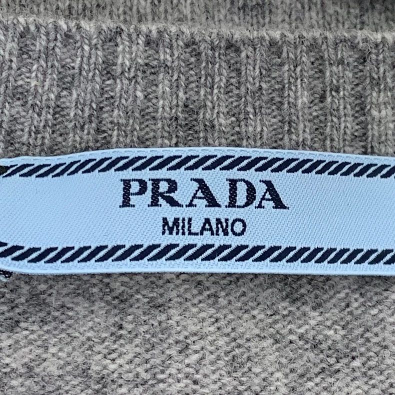 Prada Gray Logo Wool Long Sleeve Knit Sweater-dmc Size US M / EU 48-50 / 2 - 6 Thumbnail