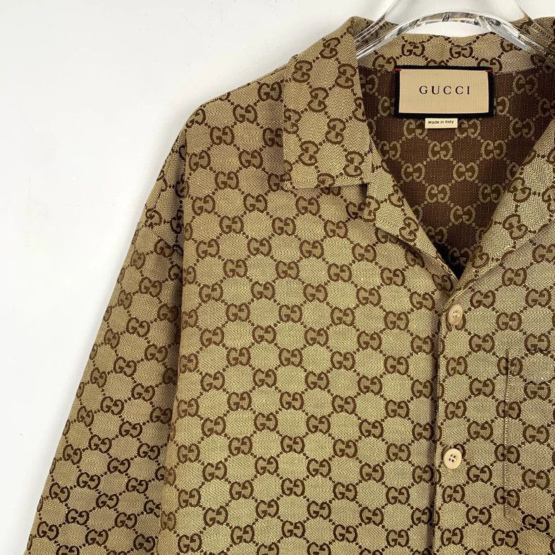 Gucci Gucci Brown Logo Button-Up Short Sleeve Shirt-dmc Size US M / EU 48-50 / 2 - 3 Thumbnail
