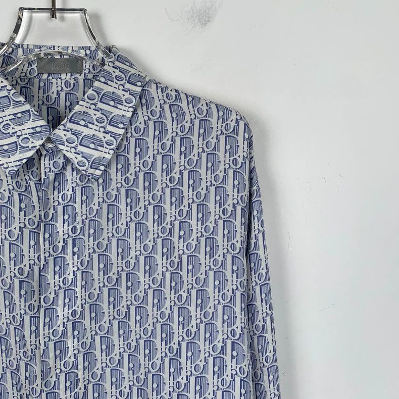 Dior Dior Blue Logo Long Sleeve Shirt-dmc Size US M / EU 48-50 / 2 - 3 Thumbnail