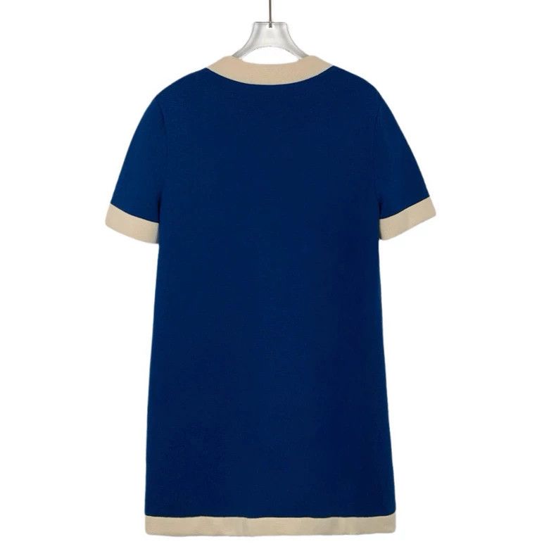 Gucci Blue Logo Embroidered Wool Knit Dress-dmc Size US L / EU 52-54 / 3 - 2 Thumbnail